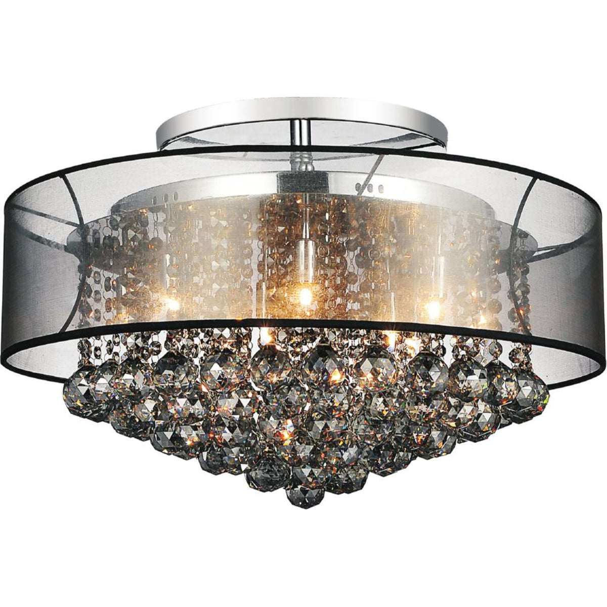 12 Light Drum Shade Flush Mount with Chrome finish