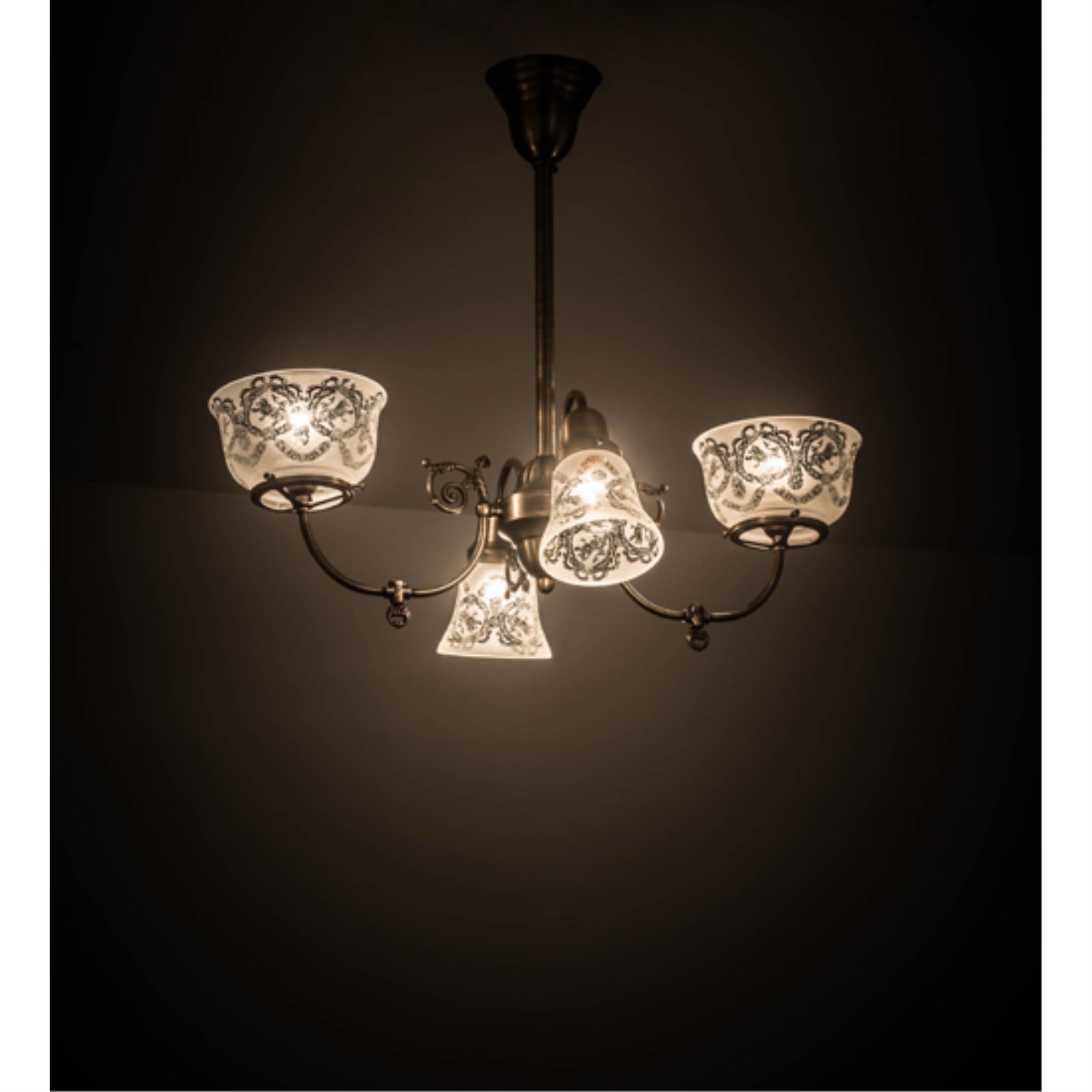 28 inch Long Revival Gas & Electric 4 Light Oblong Chandelier