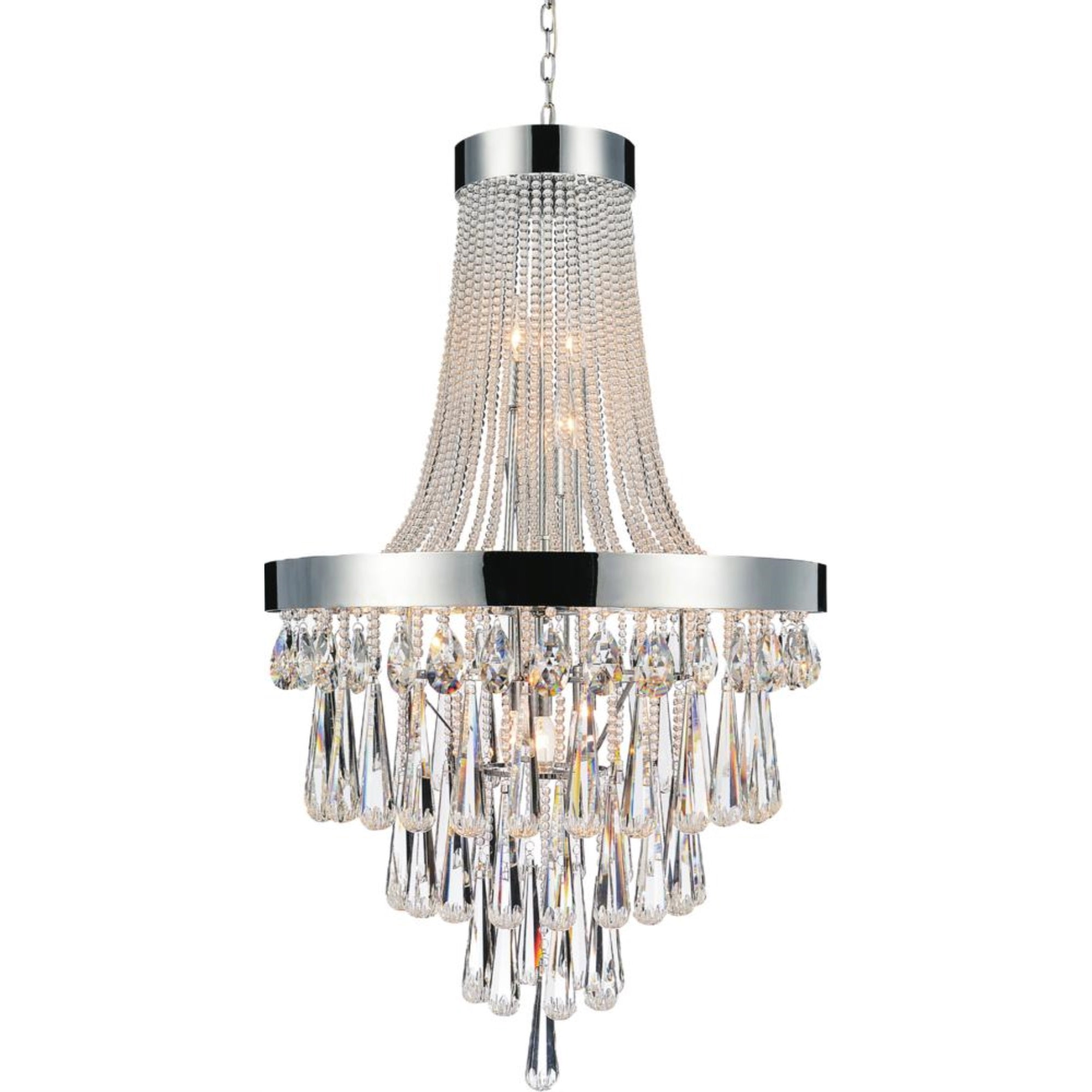 13 Light Down Chandelier with Chrome finish