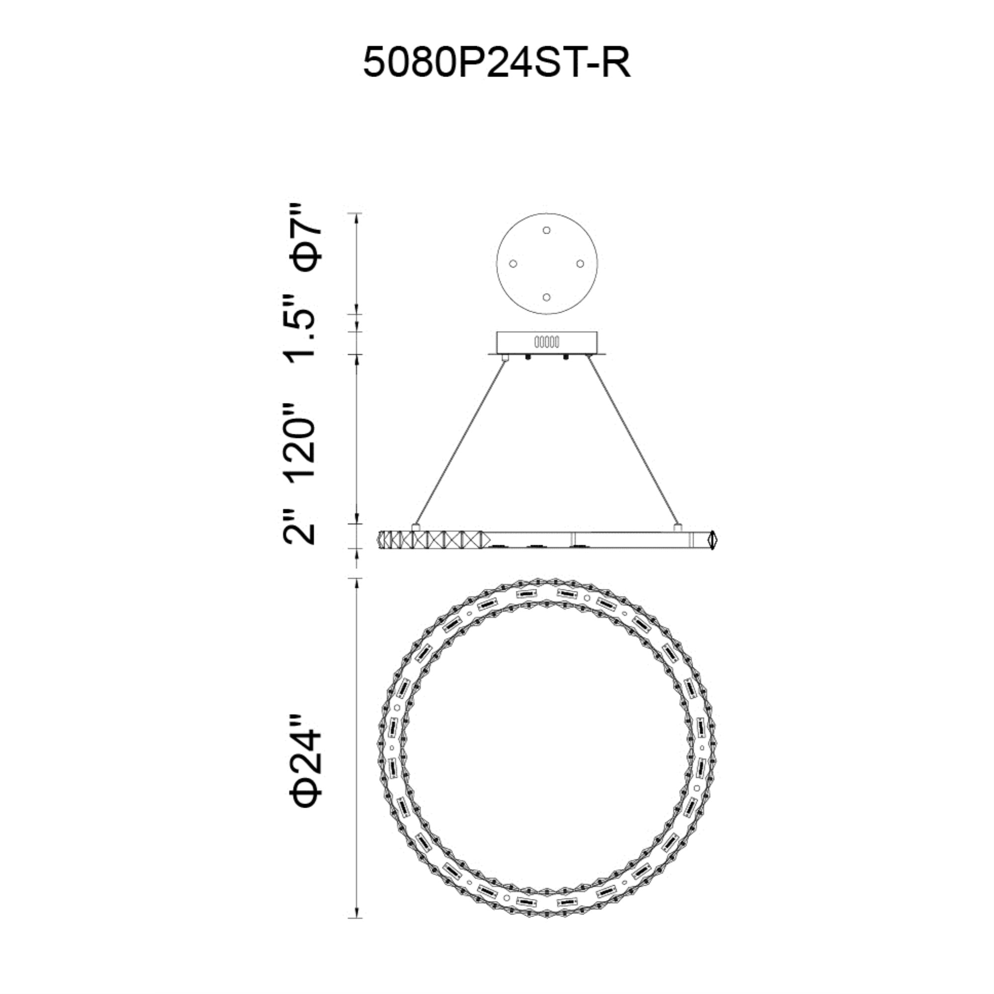 CWI Lighting Ring LED Chandelier, Chrome Finish, Model 5080P24ST-R, Metal, Unspecified Size