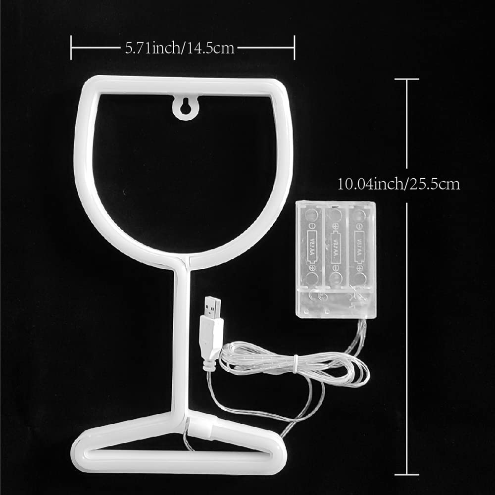 Jywj Wine Glass Neon Sign,Usb Or 3-Aa Battery Powered Neon Light,Led Table Decoration,Bedroom Wall Decoration,Birthday Gift,Wedding Supplies Business Gift(Pink)