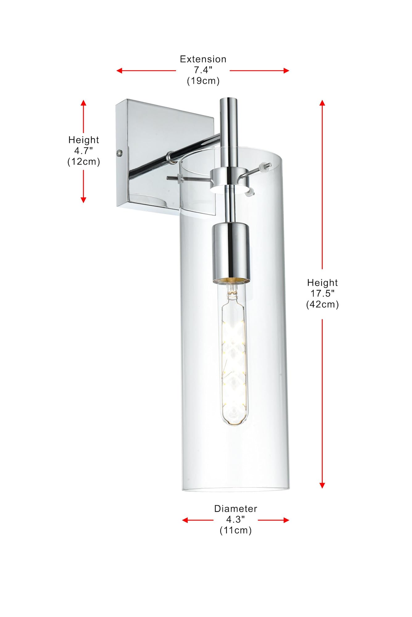 Living District Savant 1-Light Metal Wall Sconce in Black and Clear