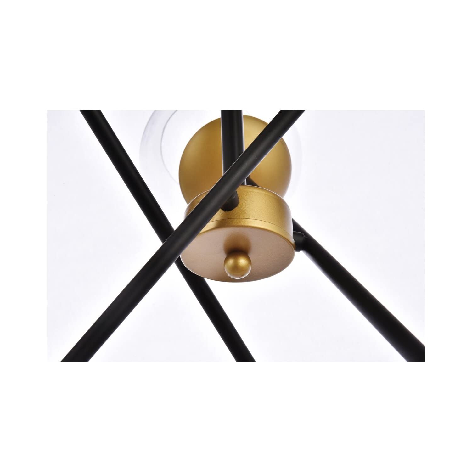 Living District Axl 6-Light Metal Pendant w/Clear Shade in Black and Brass