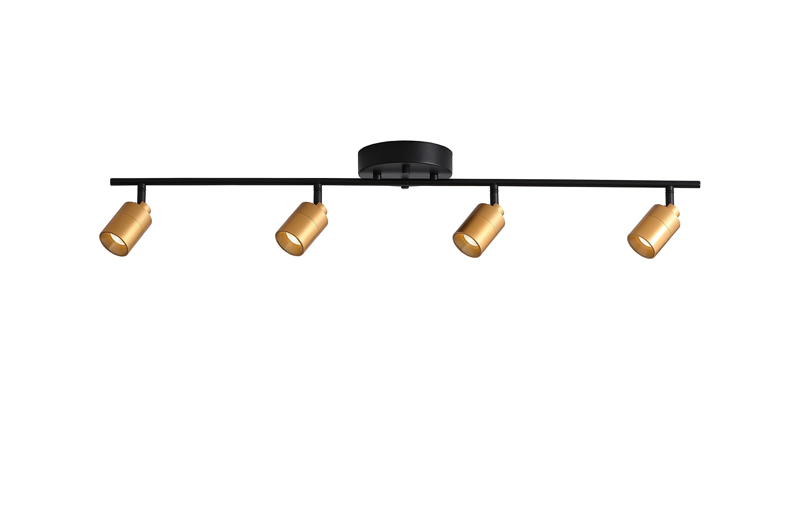 Shura Black & Brass 4-Light Track Light with Adjustable Heads, Integrated LED Bulbs, 3 ft. Track Lighting Kit Ceiling Light, 300