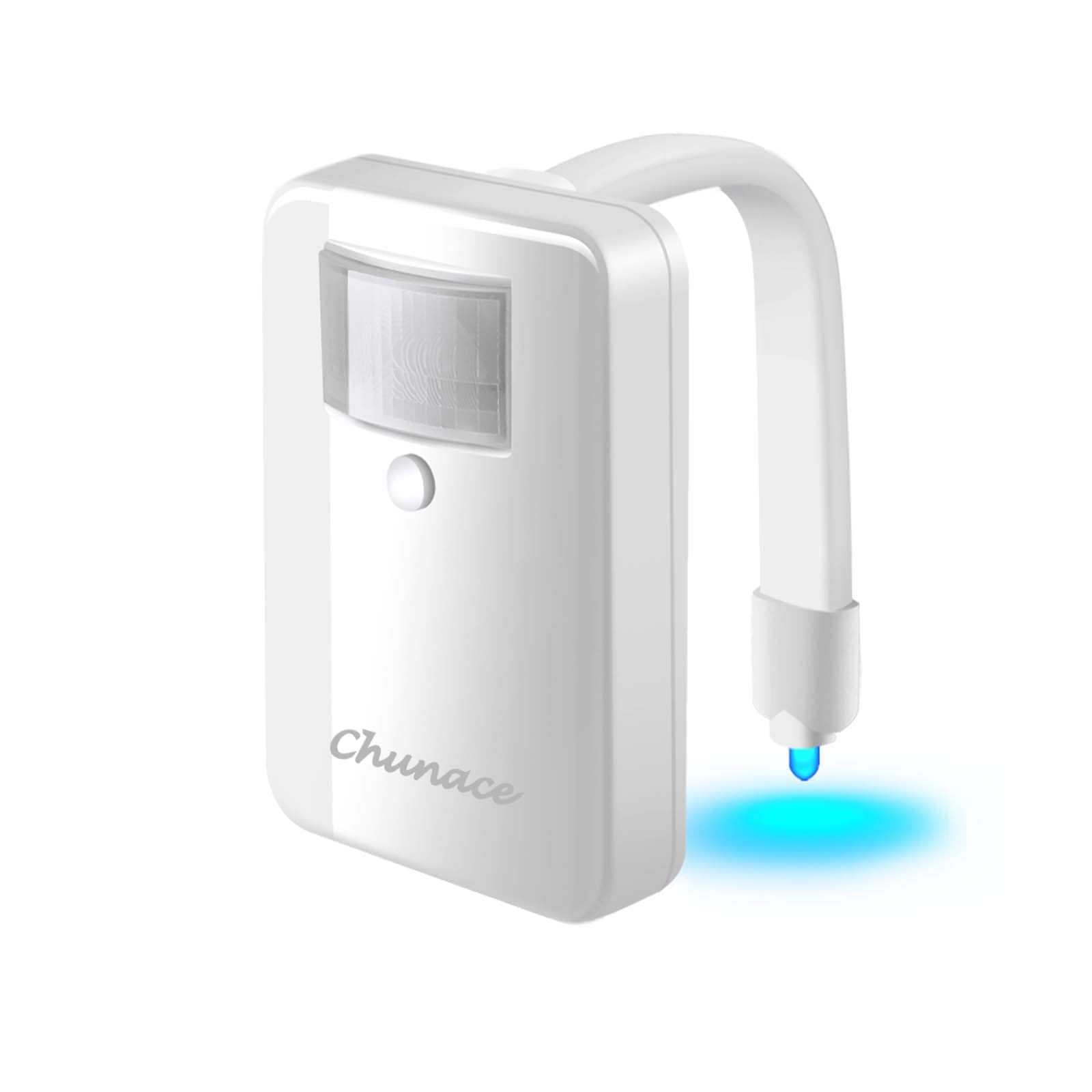 Chunace Toilet Bowl Night Light with Motion Sensor, 16 Color LED, White, Model: Toilet Light 01