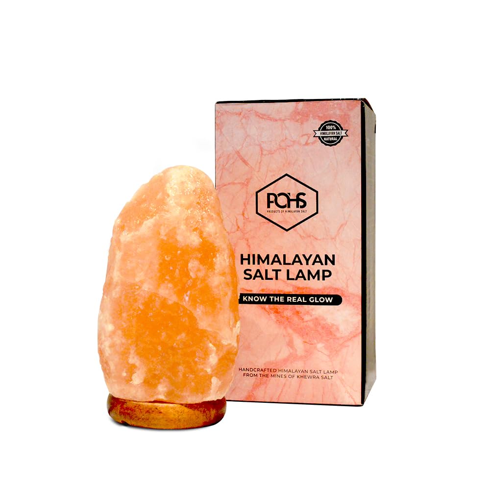 Pohs 100% Authentic Natural Himalayan Pink Salt 8-10 Inches Lamp Hand Carved/Crafted Crystal Rock Salt Lamps From Himalayan Mountains Medium (8-10 Inches)