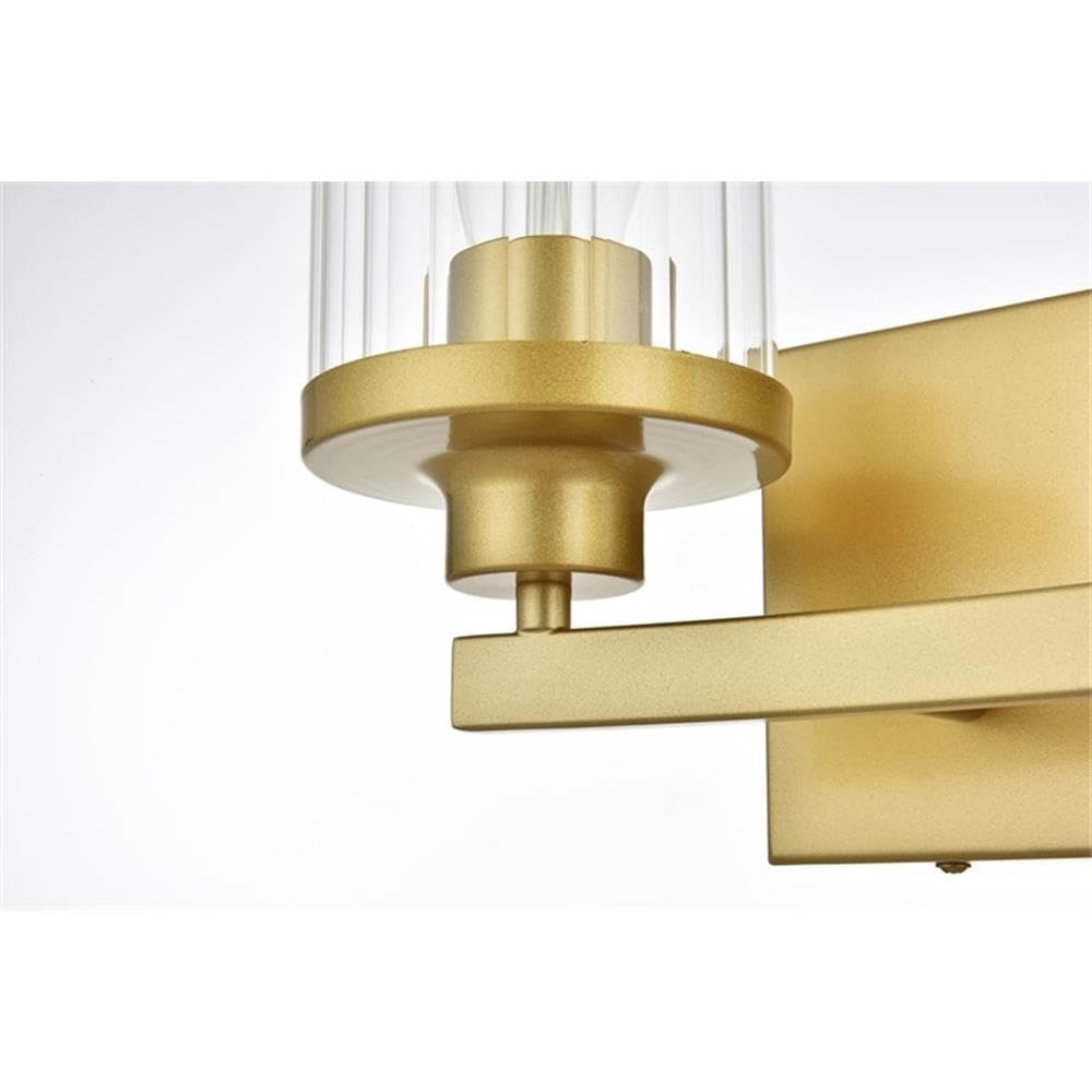 Living District Saanvi 2-Light Iron & Glass Bath Sconce in Brass/Clear