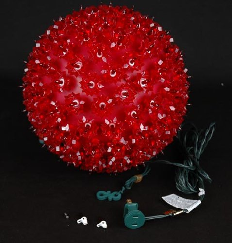Novelty Lights 10In 150 Light Starlight Sphere, Red, Extra Large Ornament Ball Light, 5Ft Hanging Cord With S Hook, 12Ft Power C