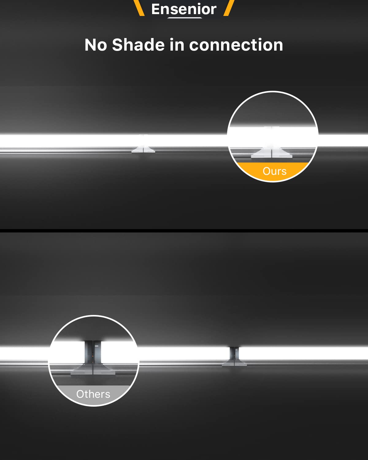 Ensenior 8FT LED Shop Lights, 6000K Clear White, 10000LM, U-Shaped Linkable, Model T8-8F-60K-10-WH