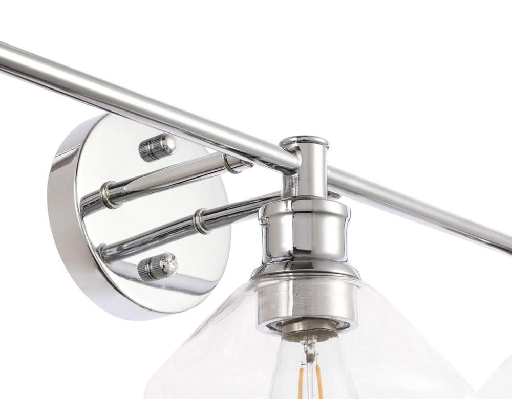 Living District Gene 3-Light Metal Wall Sconce in Chrome and Clear Glass