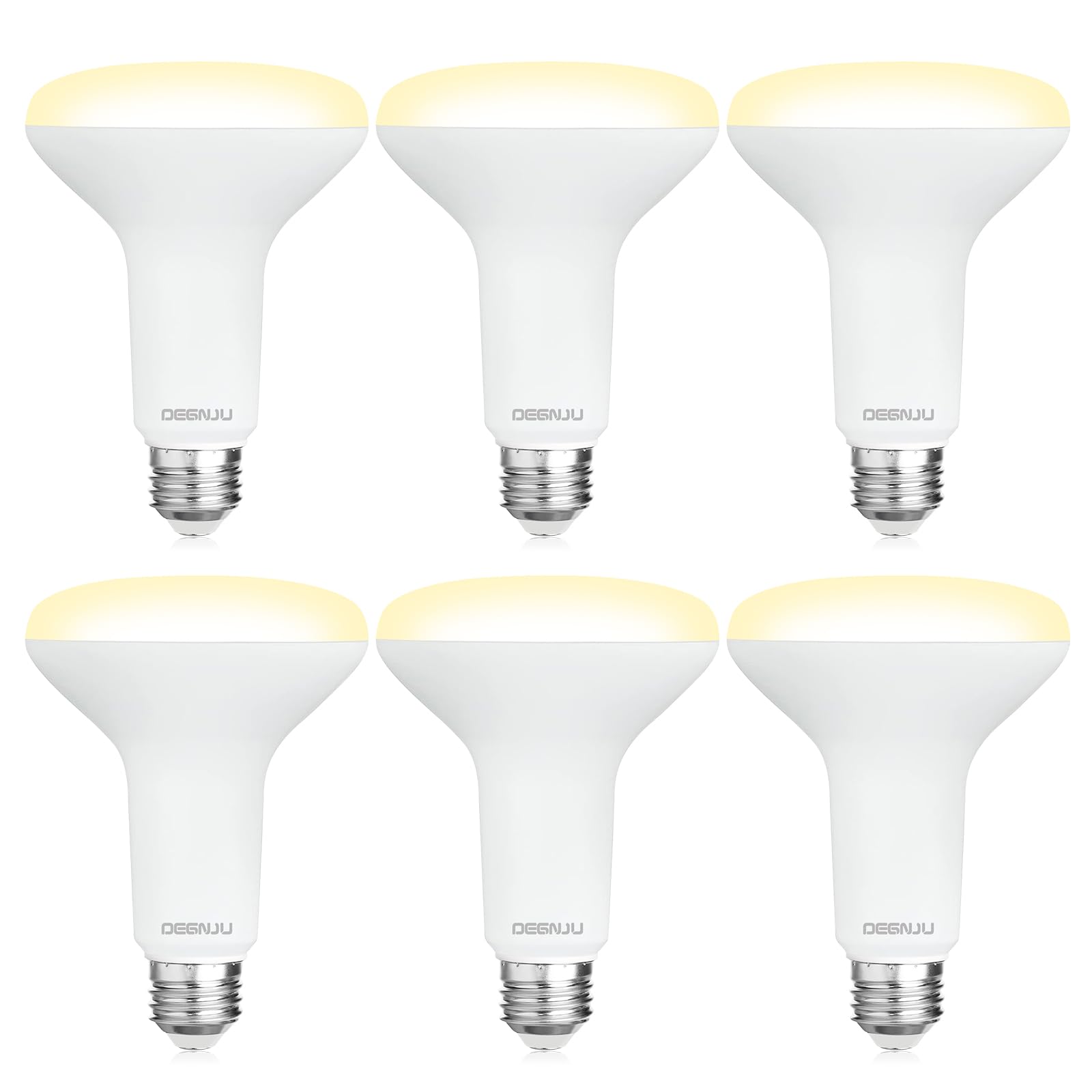DEGNJU 6 Pack BR30 LED Recessed Light Bulb, Dimmable Indoor Flood Light Bulbs CRI80 7W Equivalent 65W 2700K Soft White 650 Lumens, 15000 Lifetime Hours E26 Base LED Can Light Bulb, Flicker-Free