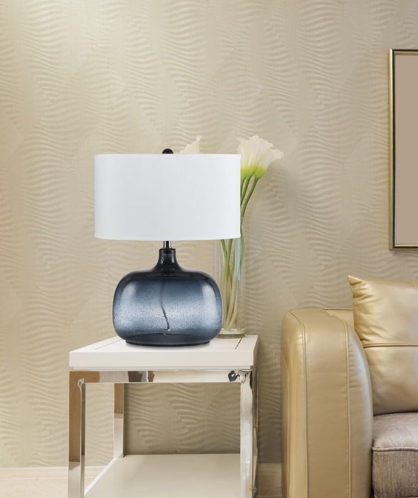 Cal Lighting Christi Glass Table Lamp, 18"x11"x24.25", Navy Blue, Model BO-2263TB