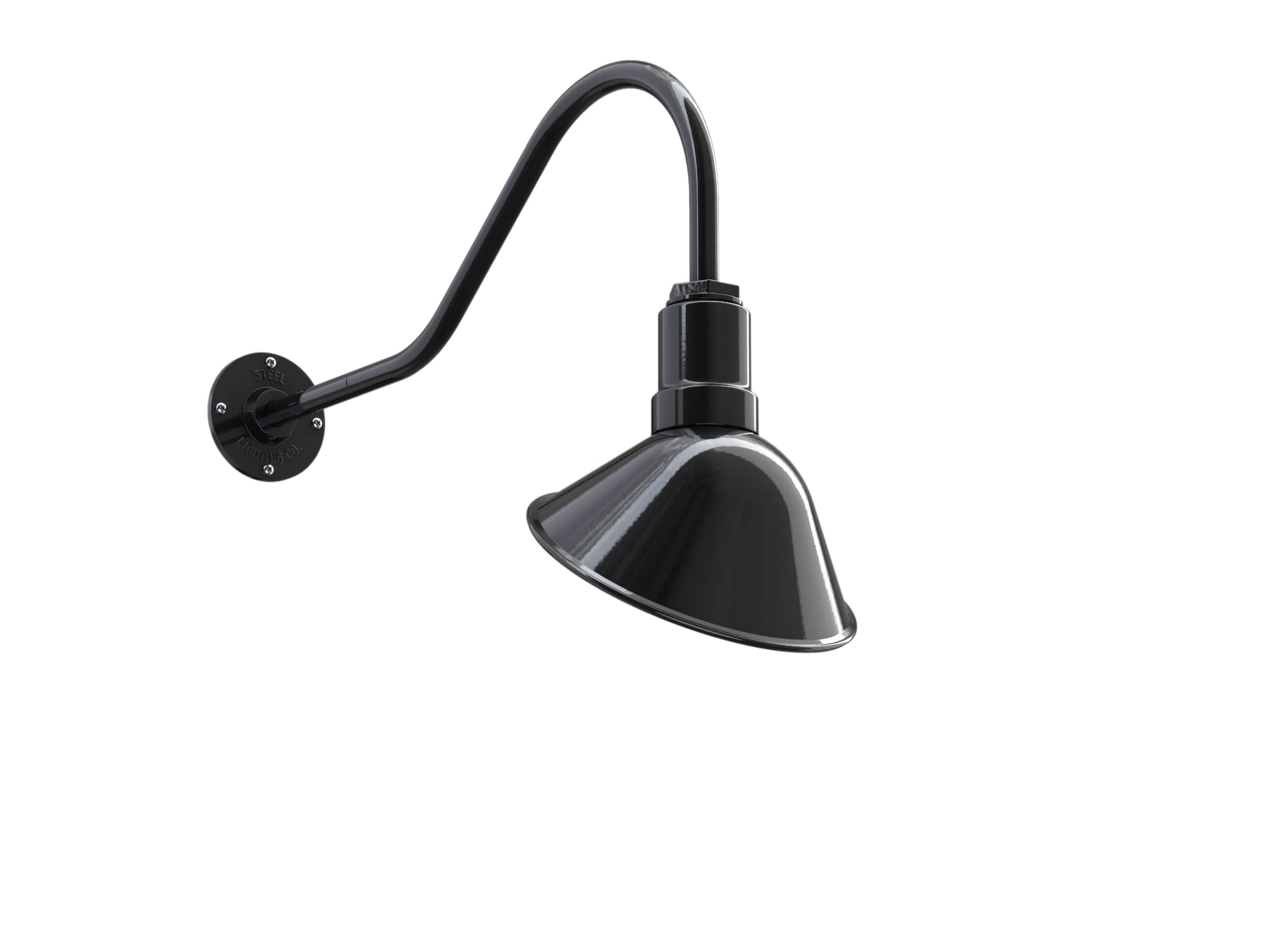 Steel Lighting Co. Venice Outdoor Sign Light - 9&quot; Dome, 23&quot; Gooseneck, Black/White, Made In