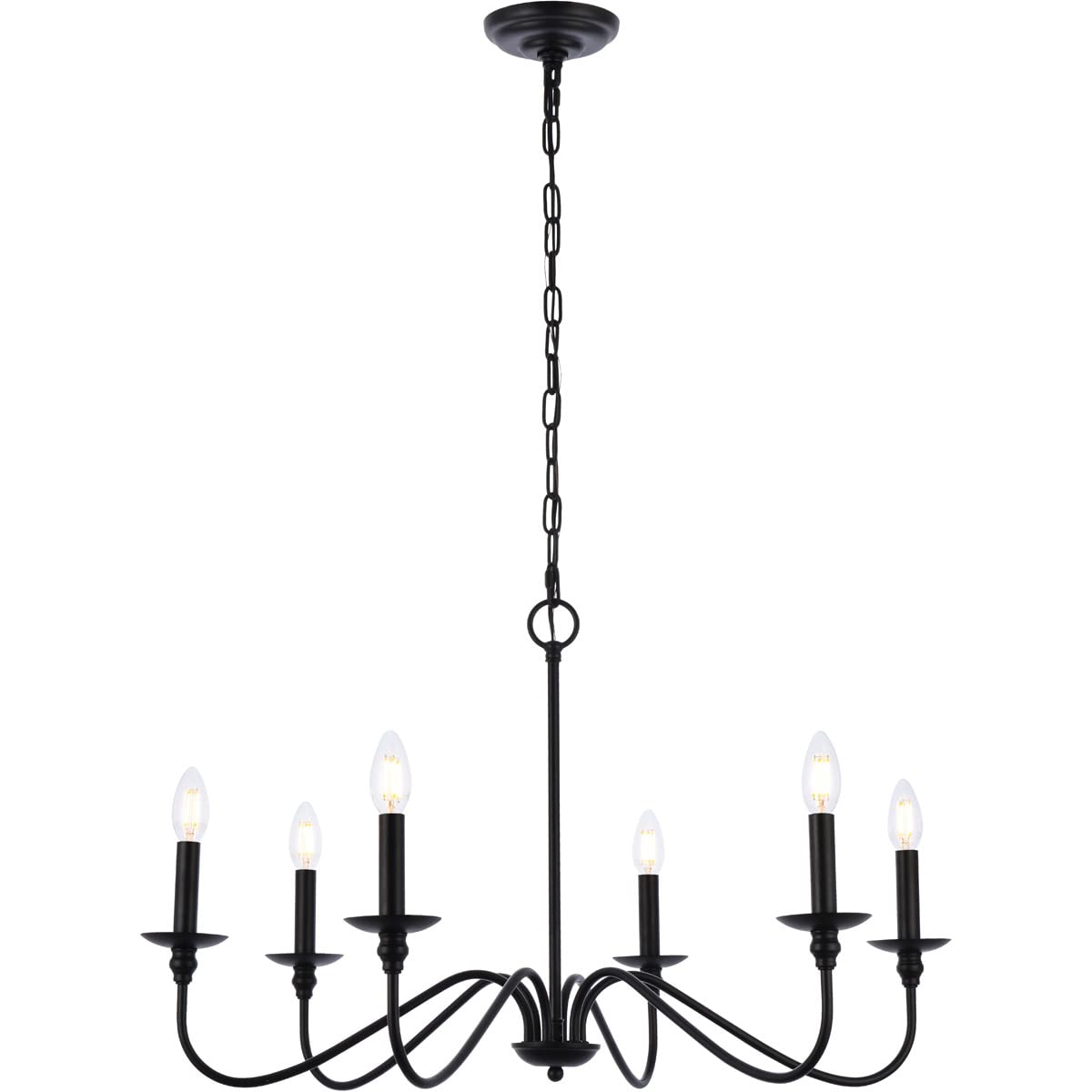 Living District Rohan 6-Light Transitional Metal Chandelier - Matte Black Finish