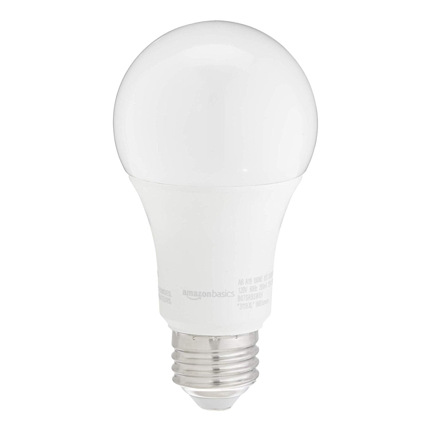 Amazon Basics A19 Led Light Bulbs 100 Watt Equivalent, Daylight White (5000K), Energy Efficient 15W, Non-Dimmable, 10,000 Hour L