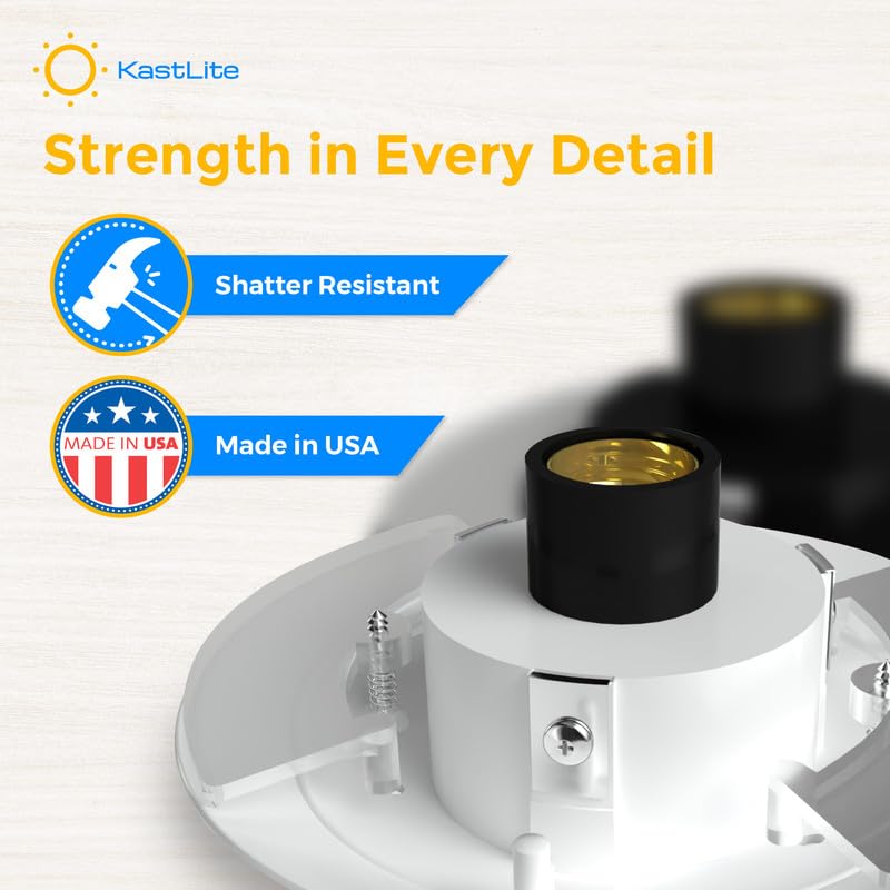 KastLite Wing Clip Fitter for 5.25in Acorn/Globe, 3in Pole Mount, White, Polycarbonate, Model KL0032, 5-Pack