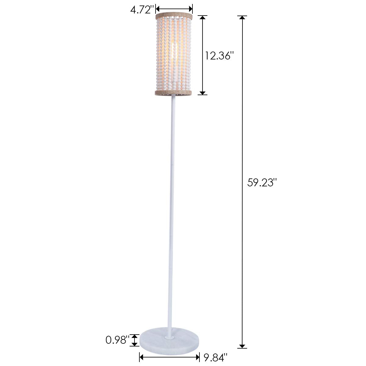 Viluxy Bohemia Boho Floor Lamp With White Wood Beaded Shade For Bedroom, Living Room, Girl Room