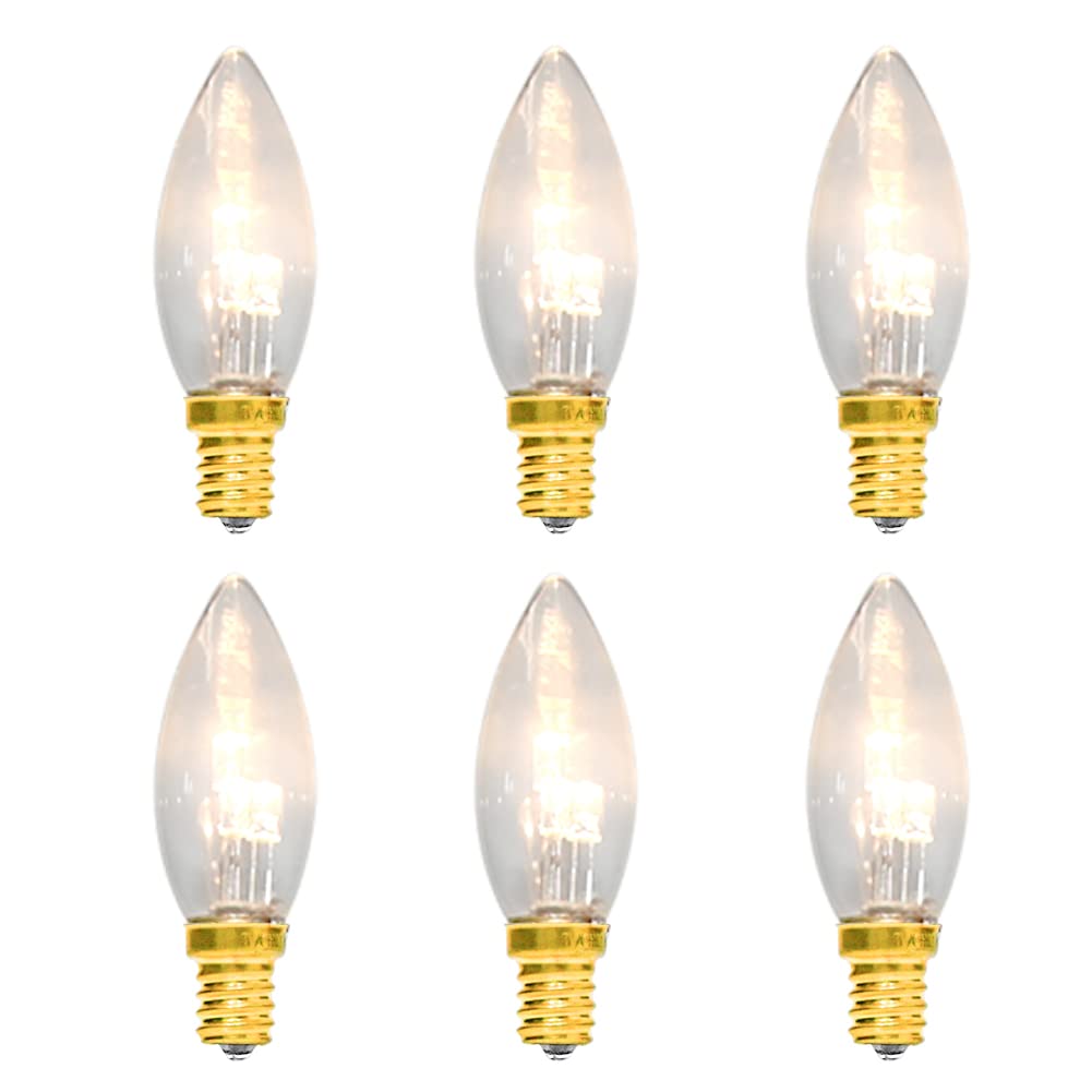 Goothy 6 Pack C26 Led Replacement Bulbs, 3V Glass Clear Torpedo Tip Replacement Light Bulbs, E12 Candelabra Base Light Bulbs For