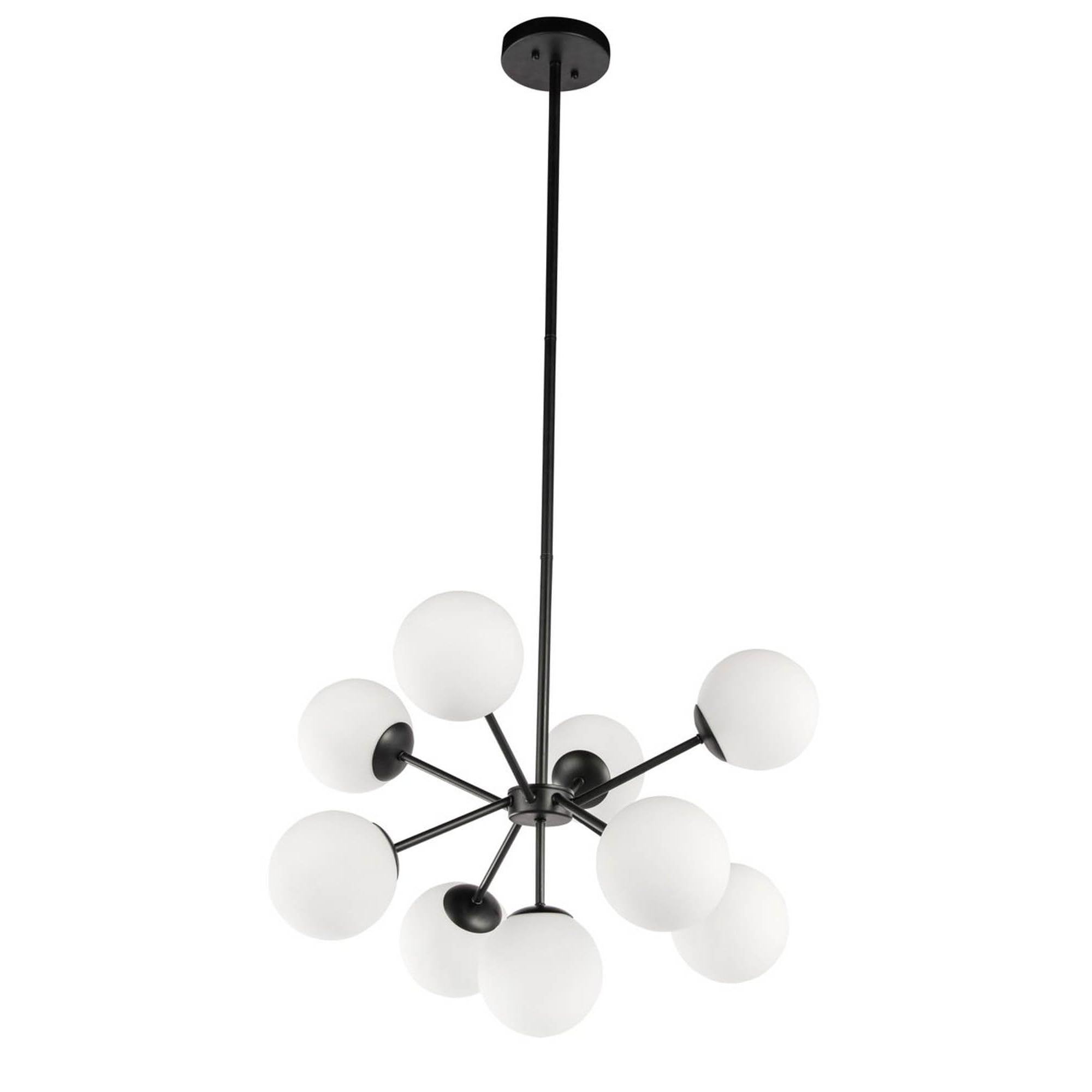 Living District Jupiter 9-Light Mid-Century Metal Pendant in Black and White