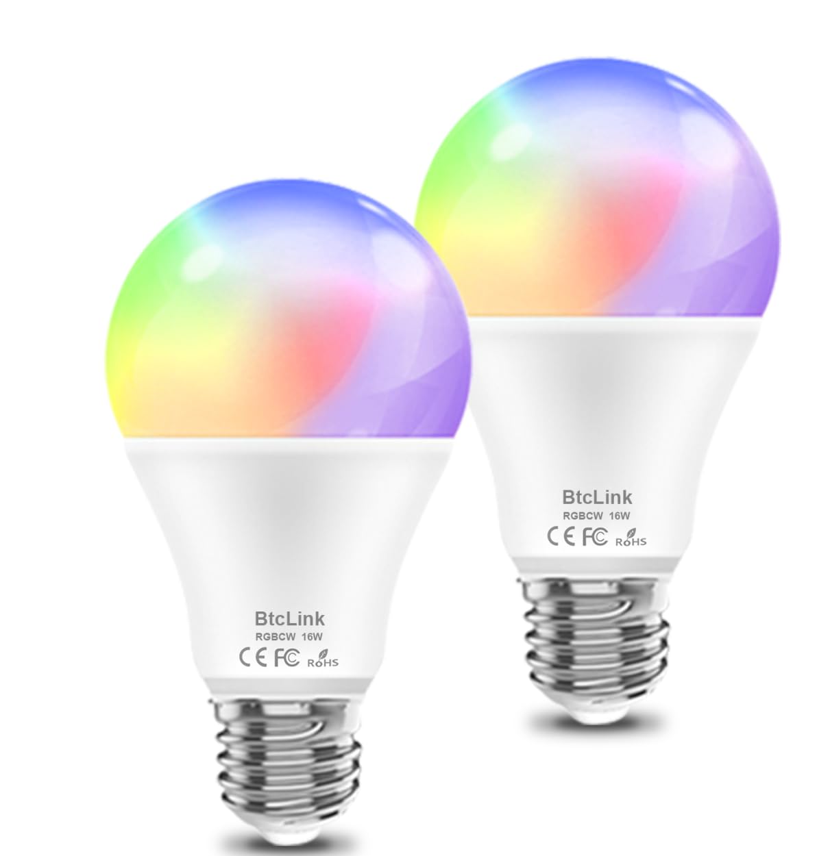Btclink Smart Light Bulbs 150W Equivalent, 1600Lm 16W Alexa Light Bulb, E26 A19 Bright Color Changing Bulbs For Room Decorations