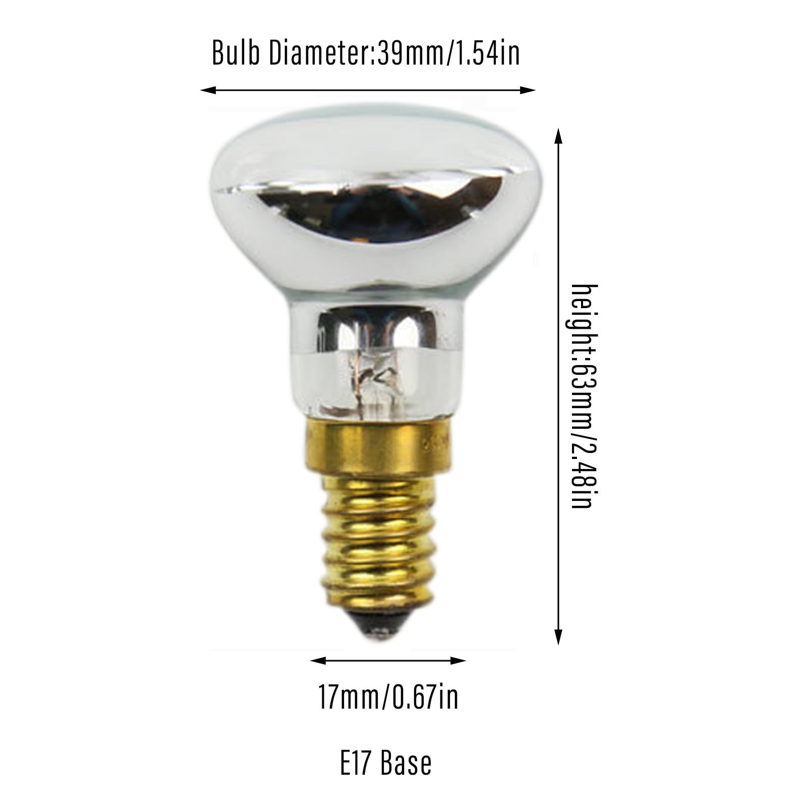 CVLAXT 4 Pack R39 E17 30W Lava Lamp Replacement Bulbs, Incandescent, Yellow, Glass, Perfect for Bedroom and Office