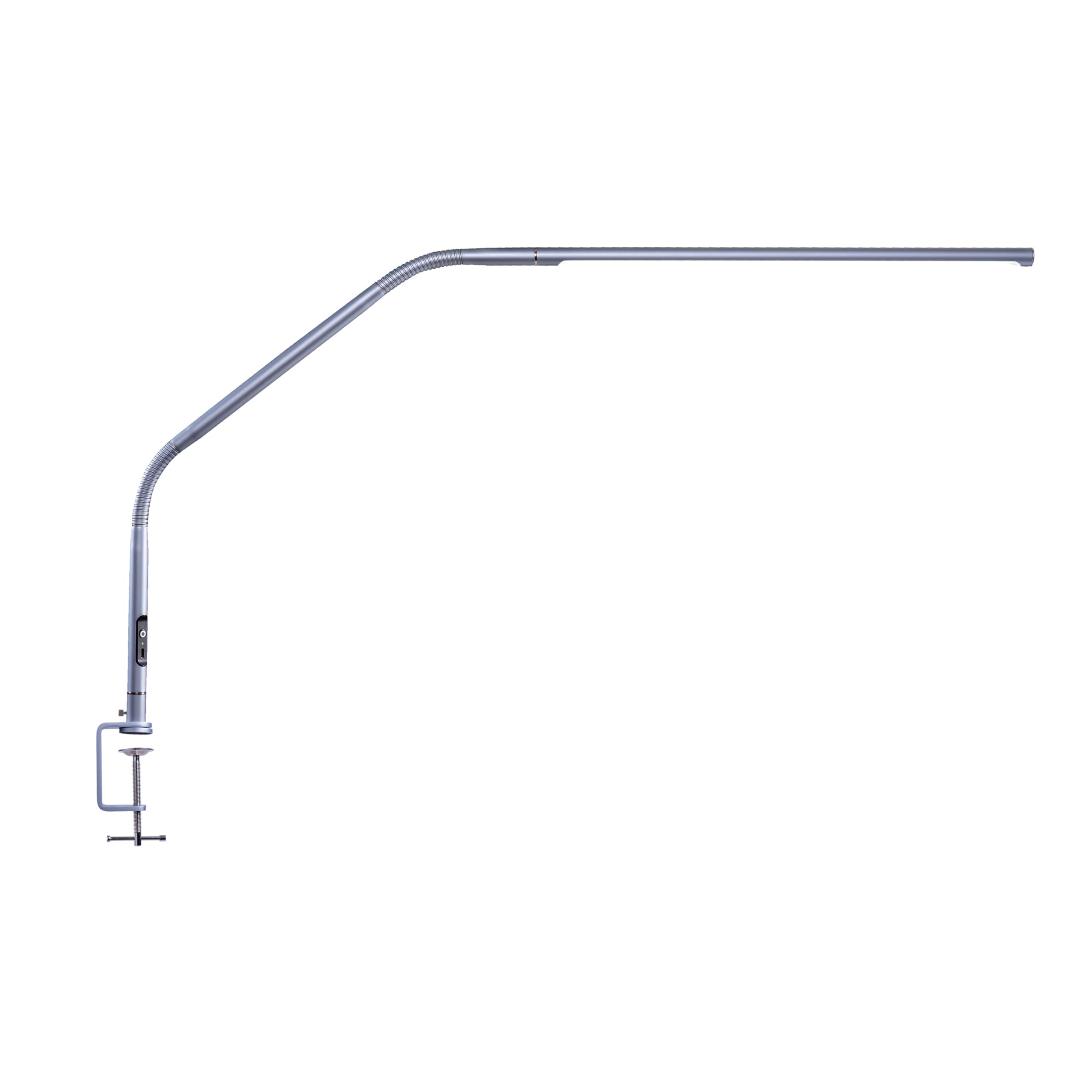 daylight Slimline 4LED Table Lamp in Ice Grey - 6,000K, 3,200 Lux, 4 Brightness Levels, USB-C Charging Port, Anti-Glare Diffuser