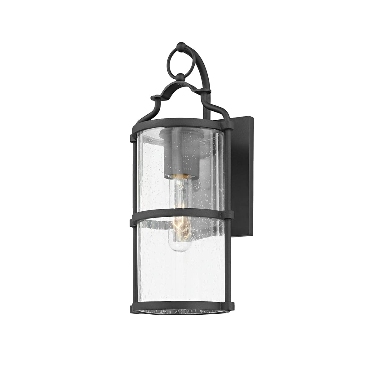 Troy Lighting Burbank 14 Outdoor Wall Light | Texture Black Finish | Clear Seeded Glass | Outdoor 1-Light Sconce | Made of Alumi