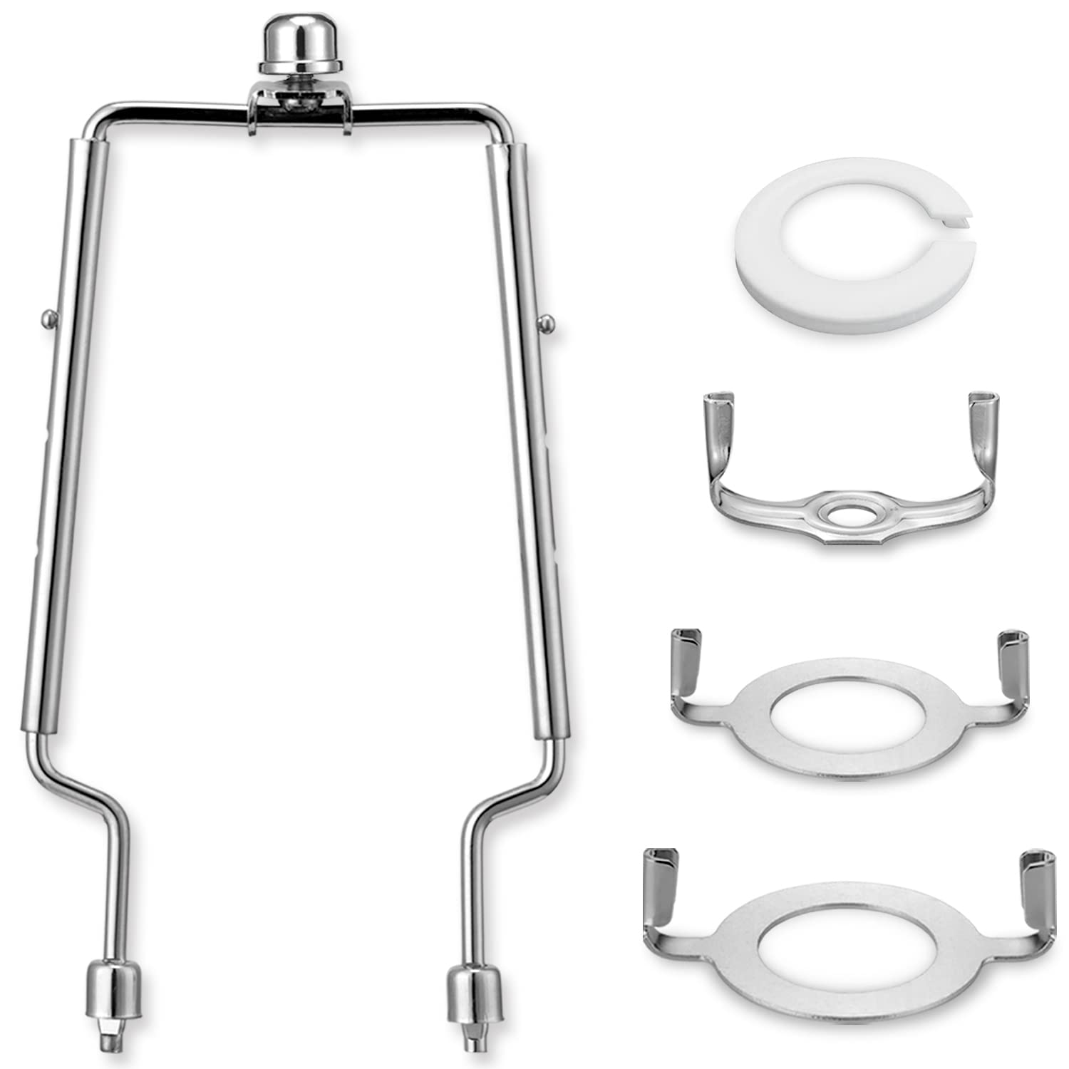 Lamp Harp Kit, 7 8 9 10 inch Adjustable Lamp Shade Holder, Hardware Parts Included Harp Frame and Finials, Standard Saddle, E14 