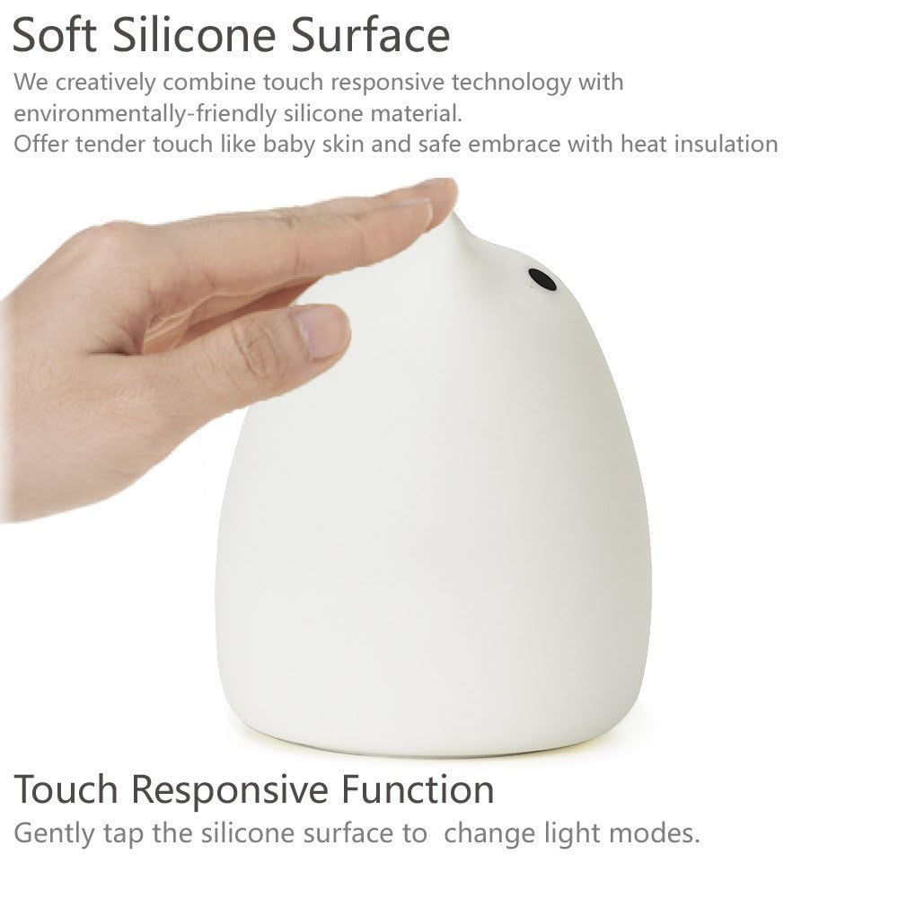 Wonenice Cute Kitty Night Light, Rechargeable Silicone Cute Lamp With Warm White & 7-Color Breathing Modes, Touch Sensor Control, Gift For Women Teen Girls Kids Toddler Baby