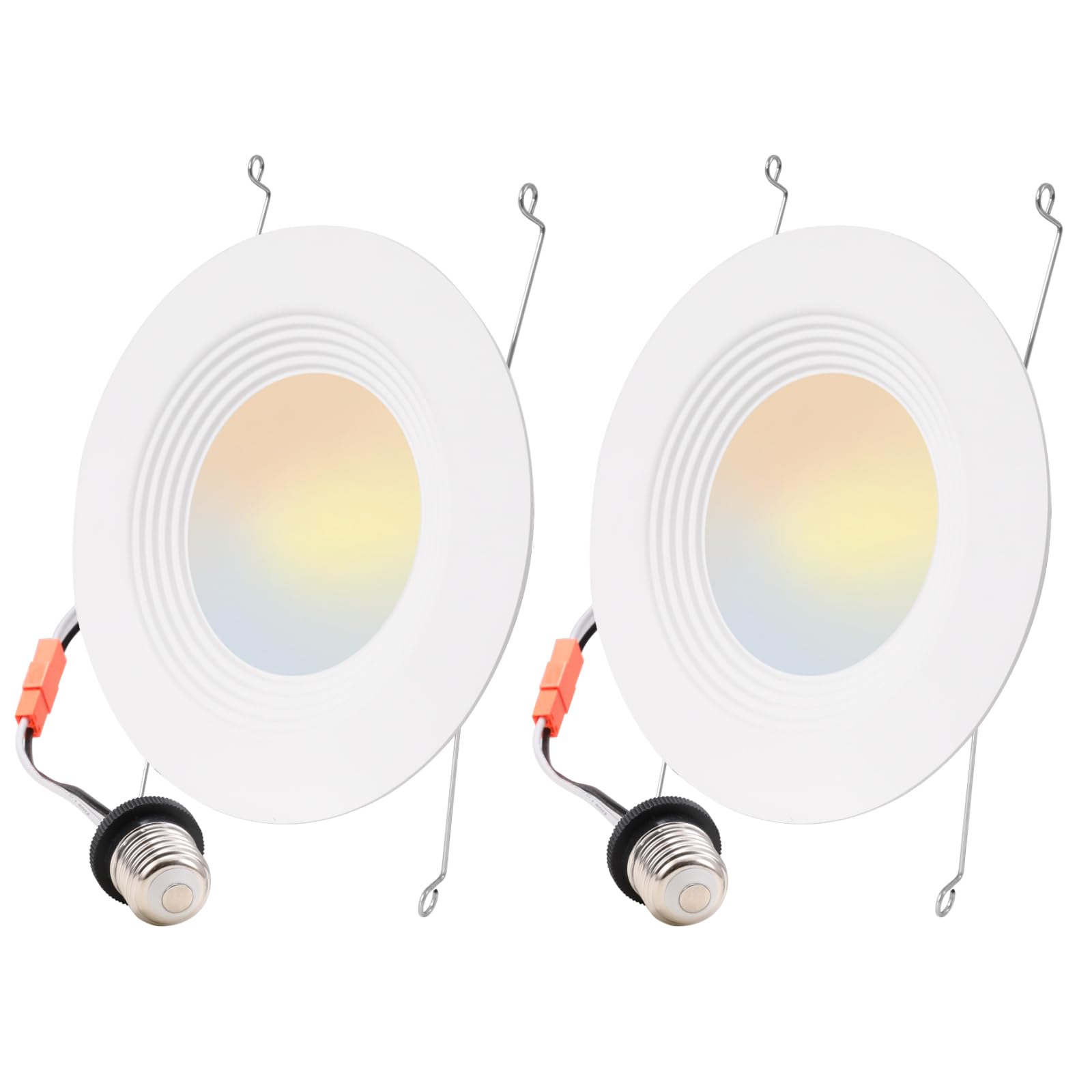 2 Pack 5/6 Inch 5Cct Led Recessed Lighting  Dimmable Can Lights With Baffle Trim  2700K/3000K/4000K/5000K/6500K Selectable  12.5W=100W  950Lm  Wet Rated  Retrofit Installation  Etl & Fcc