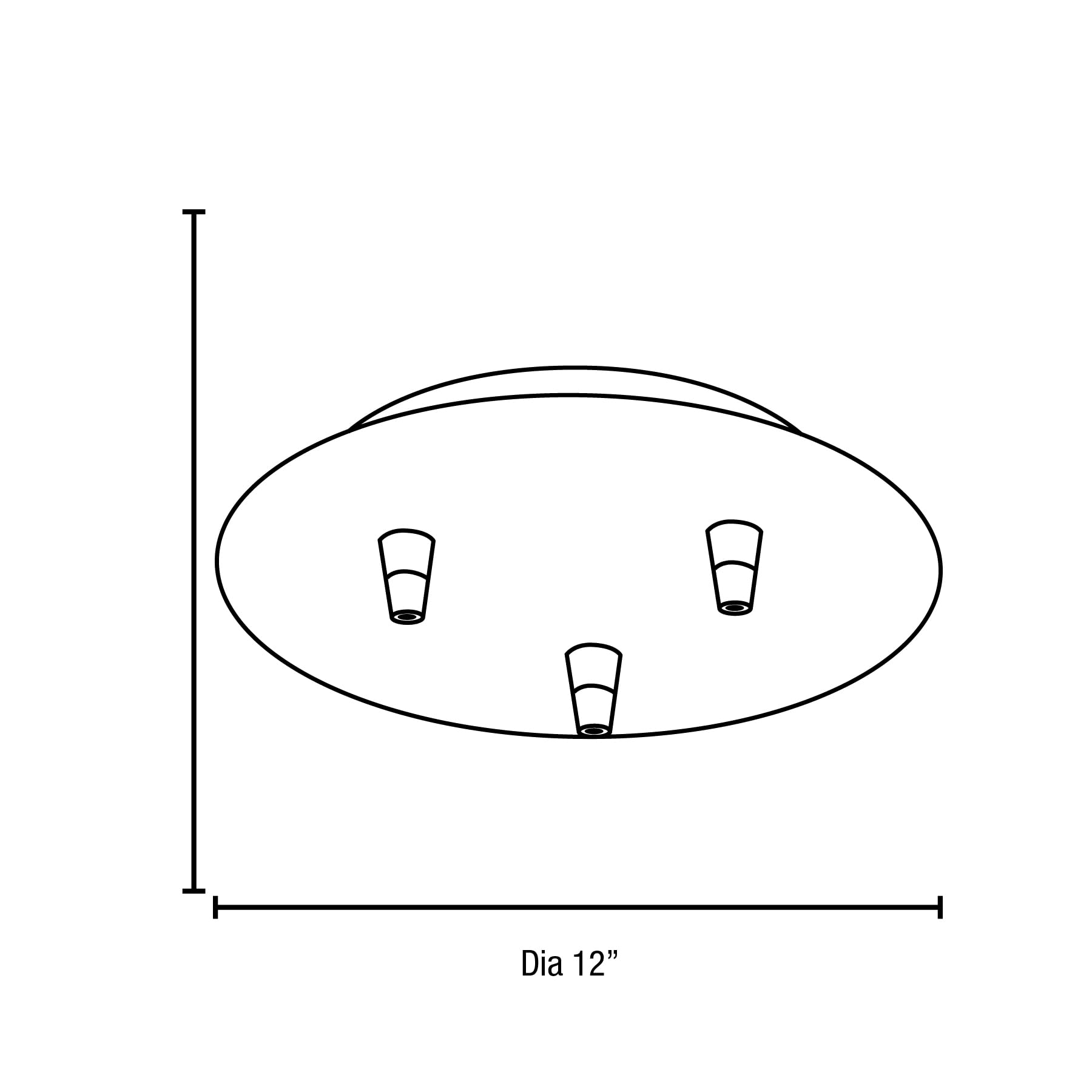 Unijack - Three Port Round Canopy - Brushed Steel Finish