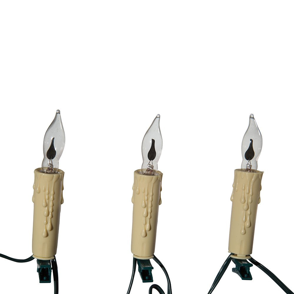 Kurt S. Adler 7-Light Flicker Flame Candle Light Set, 12ft, White, Plastic, Model UL0740