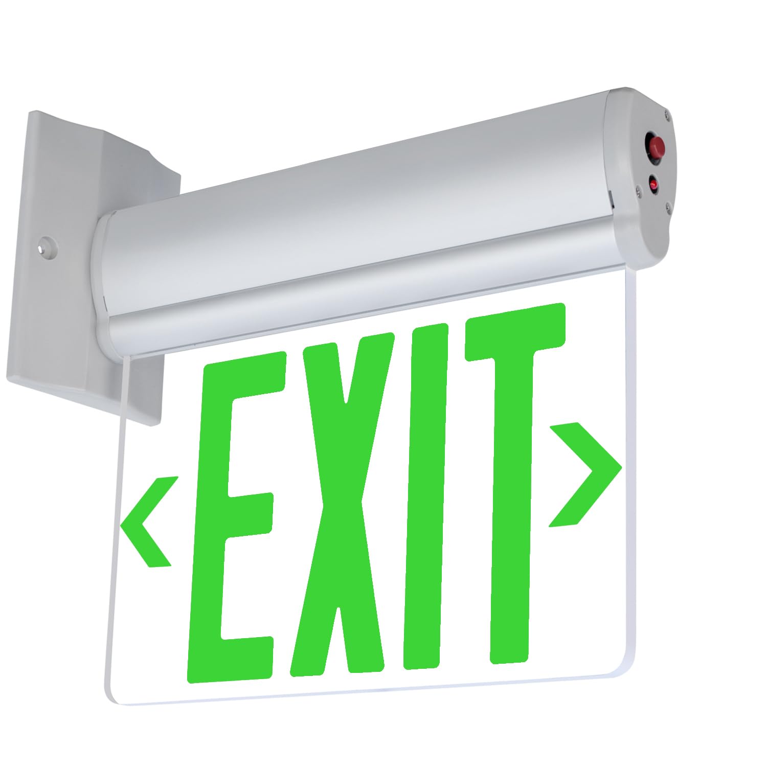 Lfi Lights Edge-Lit Green Exit Sign – Modern Brushed Aluminum Housing, Led Illumination, Hardwired With Battery Backup, Ul Listed, Single-Sided Clear Acrylic Panel For Sleek Commercial & Residential Safety Compliance