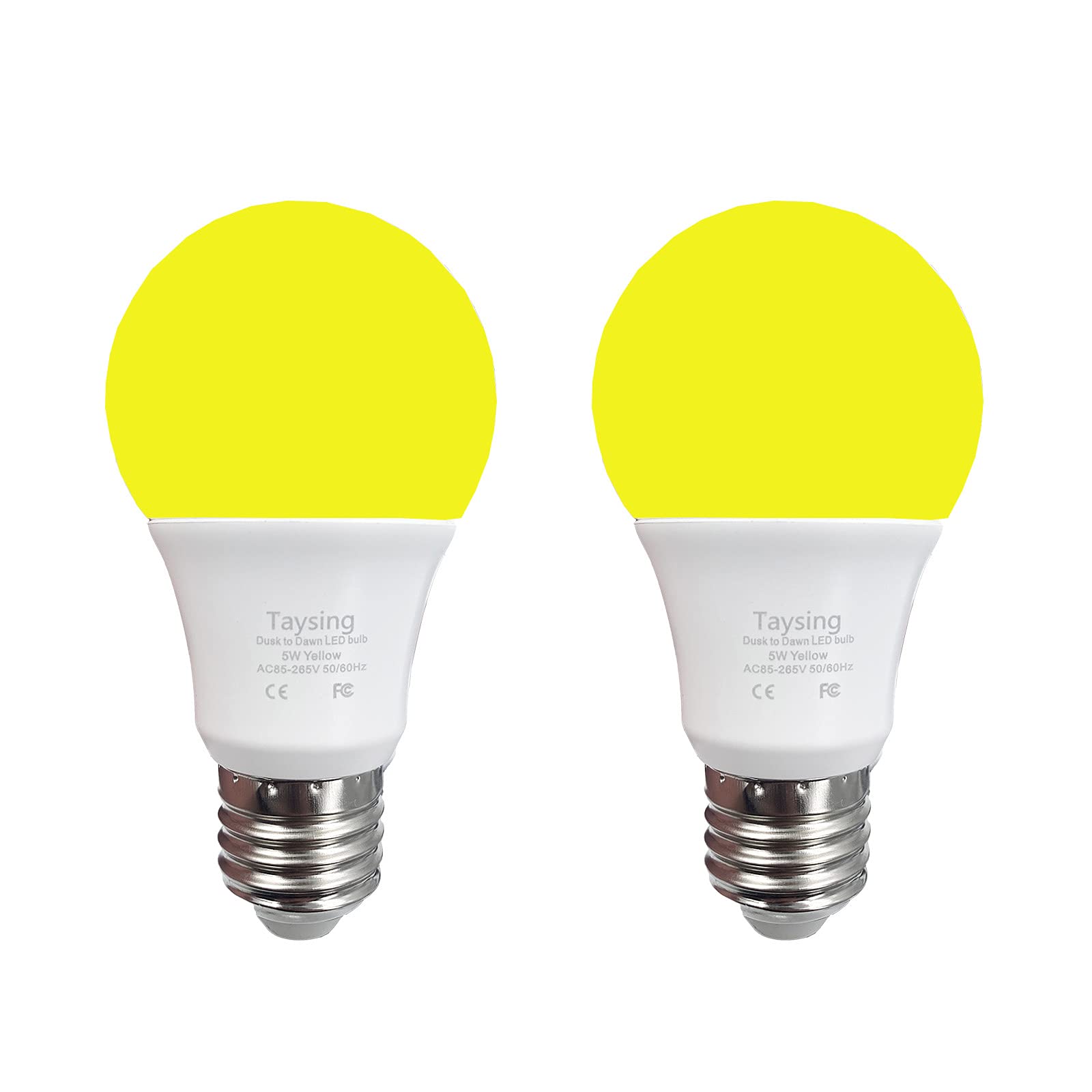 Taysing Smart LED Light Bulbs with Light Sensor, 5W, 500lm, Amber Yellow, 40W Equivalent, 2 Pack