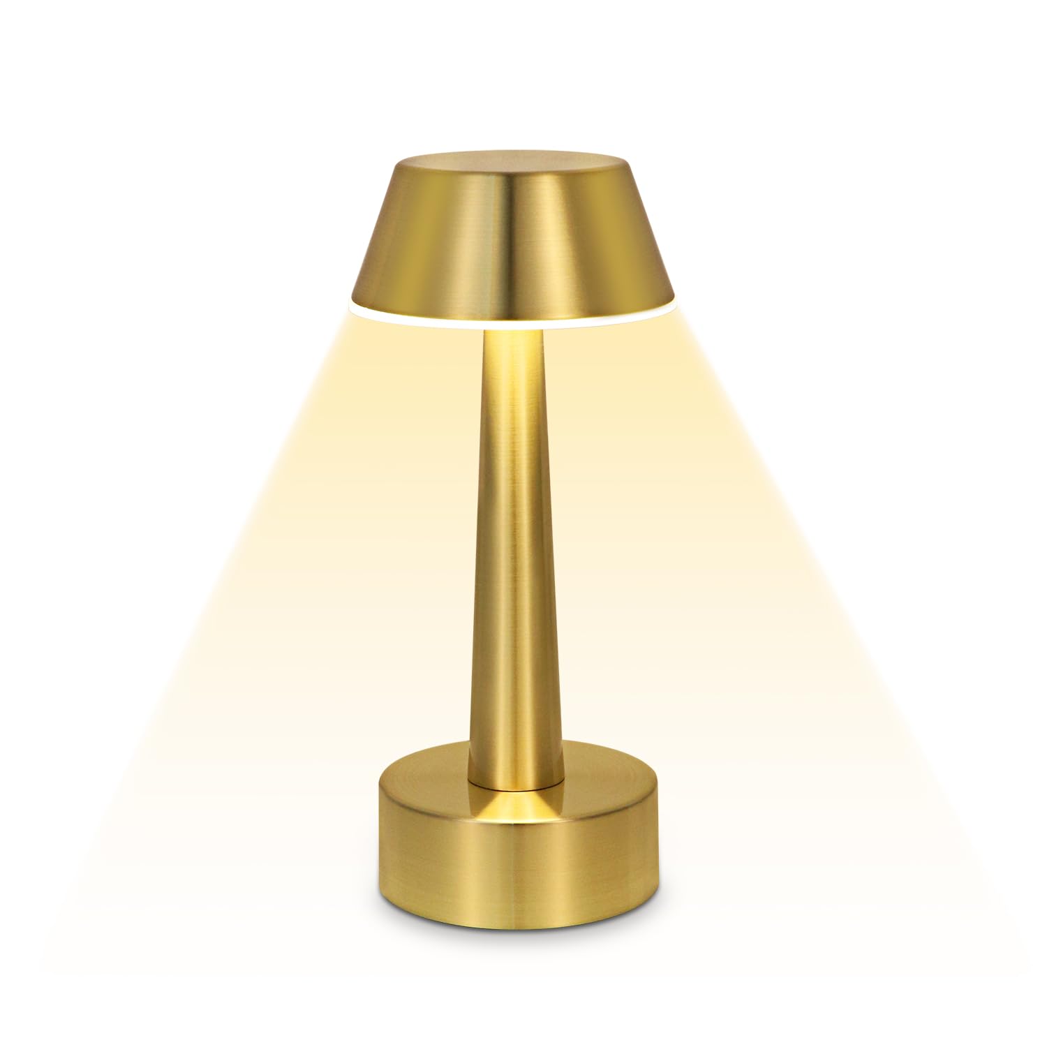 UMEXUS Cordless Small Table Lamp for Bar Restaurant, Rechargeable Battery Operated Touch Lamps, Gold 3-Way Dimmable Metal Portab