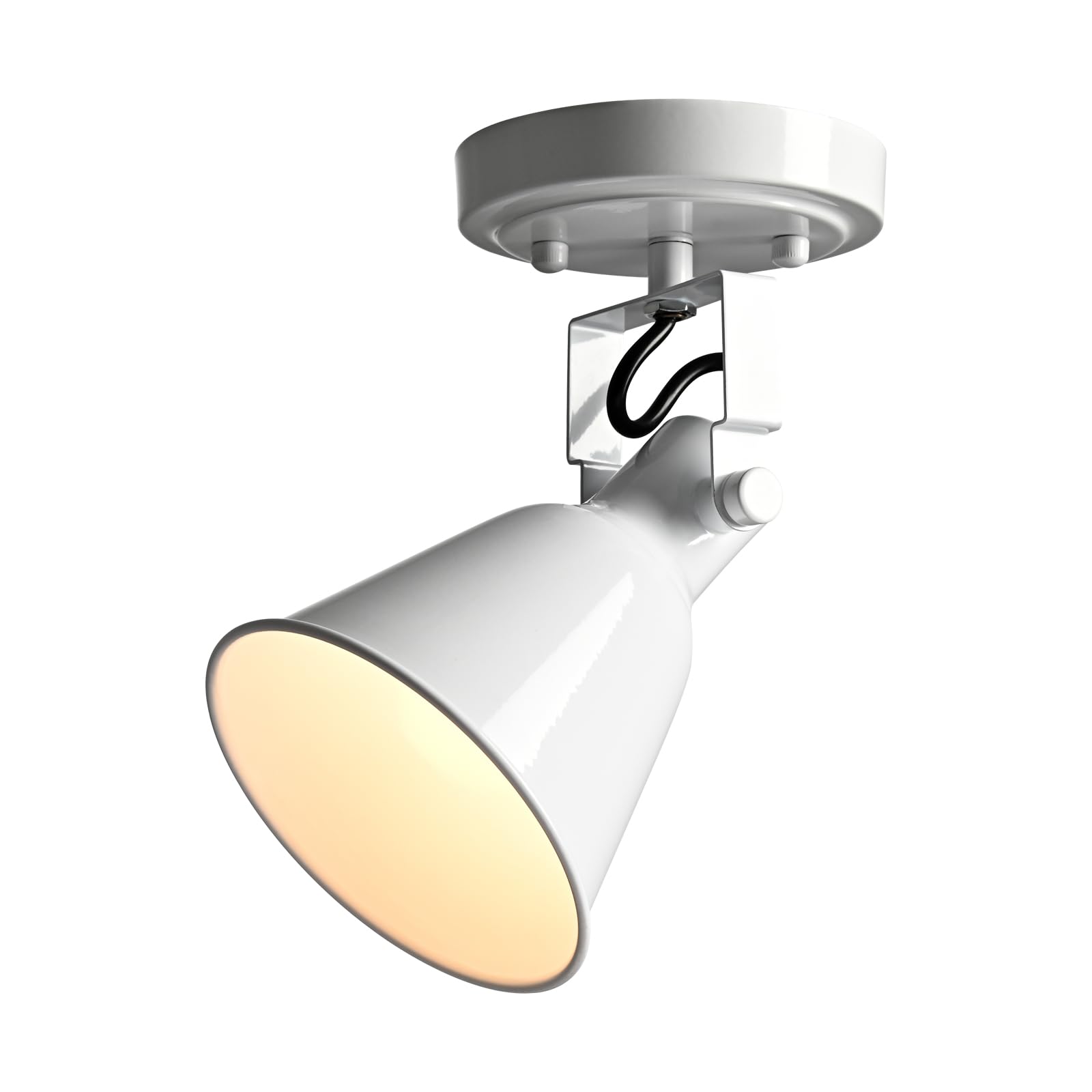 DIRYZON 1-Light Adjustable White Spotlight, Semi Flush Mount Ceiling Light Fixture Track Light for Bedroom, Kitchen, Hallway & W