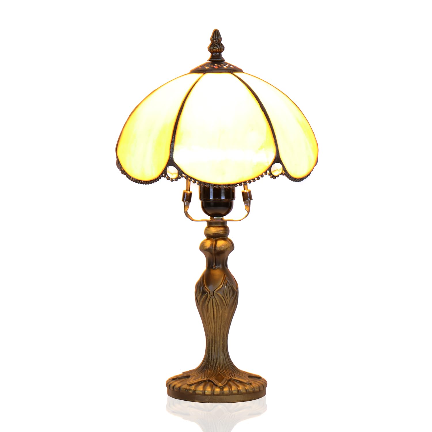 TFNALNB Tiffany Table Lamp  Stained Glass Lamp  Simple European Style  8 Inch Small Night Light  for Bedroom Living Room Office