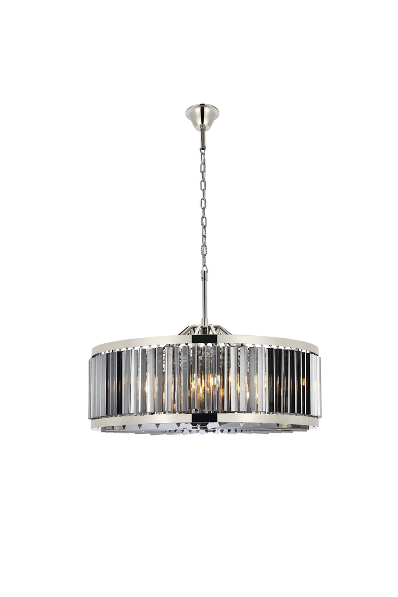 Elegant Lighting Chelsea Collection 1203D35PN-SS/RC 10-Light Pendant Lamp with Royal Cut Silver Shade Crystals, Polished Nickel Finish