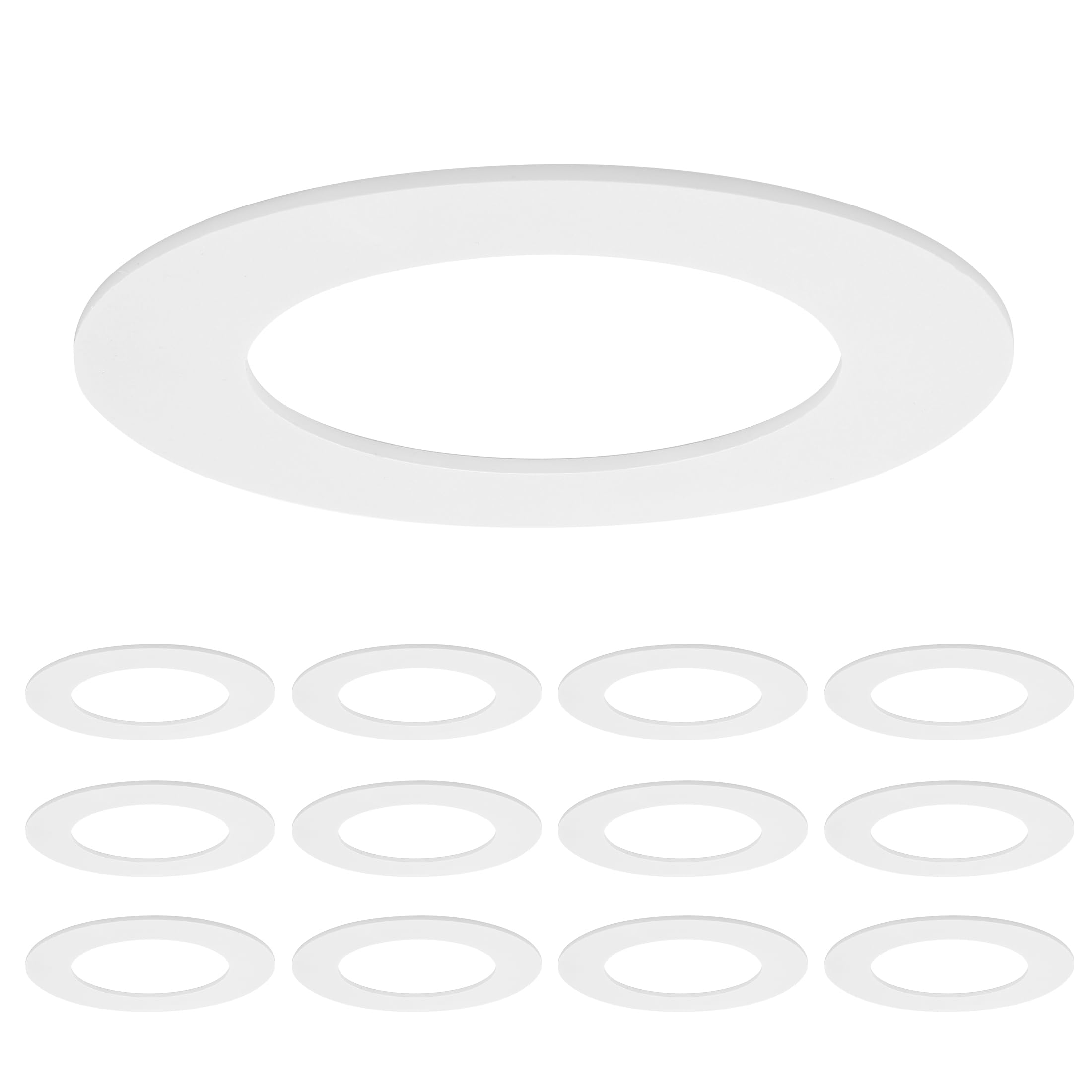 Maxxima 12 Pack 4 In. Goof Rings For Recessed Lights, Can Or Canless Lighting Round Downlight Trim Ring, Outer Diameter 6.7” Inner Diameter 4.25”, Durable Plastic Design, White Extended Trim
