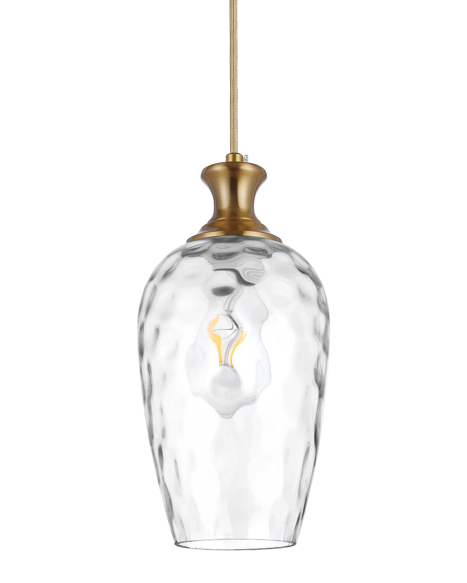 SADUENFR Glass Pendant Lights Kitchen Island Clear Glass Hanging Light Fixtures Farmhouse Brass Pendant Light for Kitchen Sink D