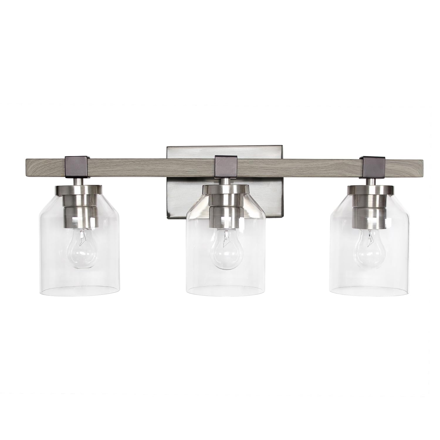 All The Rages Barnlit 3-Light Metal & Glass Vanity Fixture In Brushed Nickel
