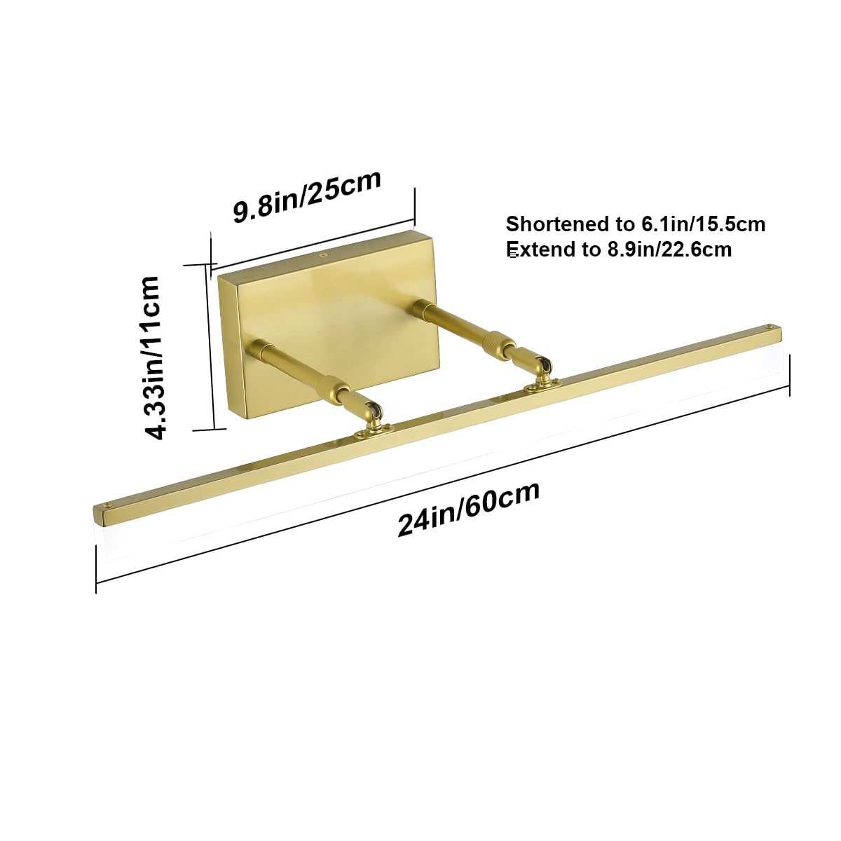 Aipsun Bathroom Vanity Light LED 24inch Brushed Gold Frosted Acrylic Modern Over Mirror Lighting