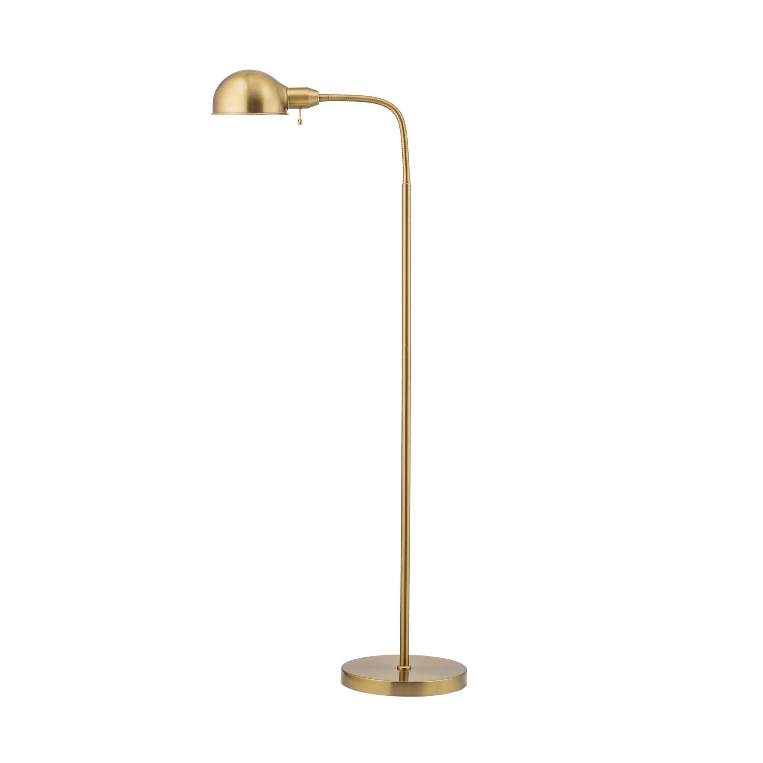 OBright Adjustable Floor Lamp - Flexible Gooseneck, Rotatable Shade, E26 Socket, 10-Inch Base, Antique Brass, Model OB-FL31S