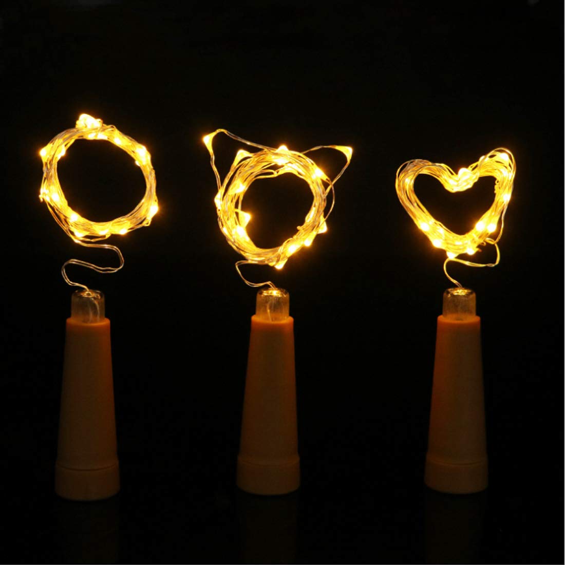 Amants01 Wine Bottle String Lights, 12 Pack, 10 LEDs, 36.5 Inch, Copper, Warm White, Battery Powered for DIY Decor, Christmas, Weddings, Parties