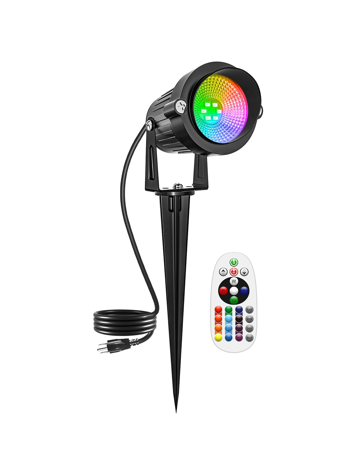 Doreio 10W Rgbw Outdoor Spotlights With Remote Control - Waterproof Led Landscape Lights, 1 Pack