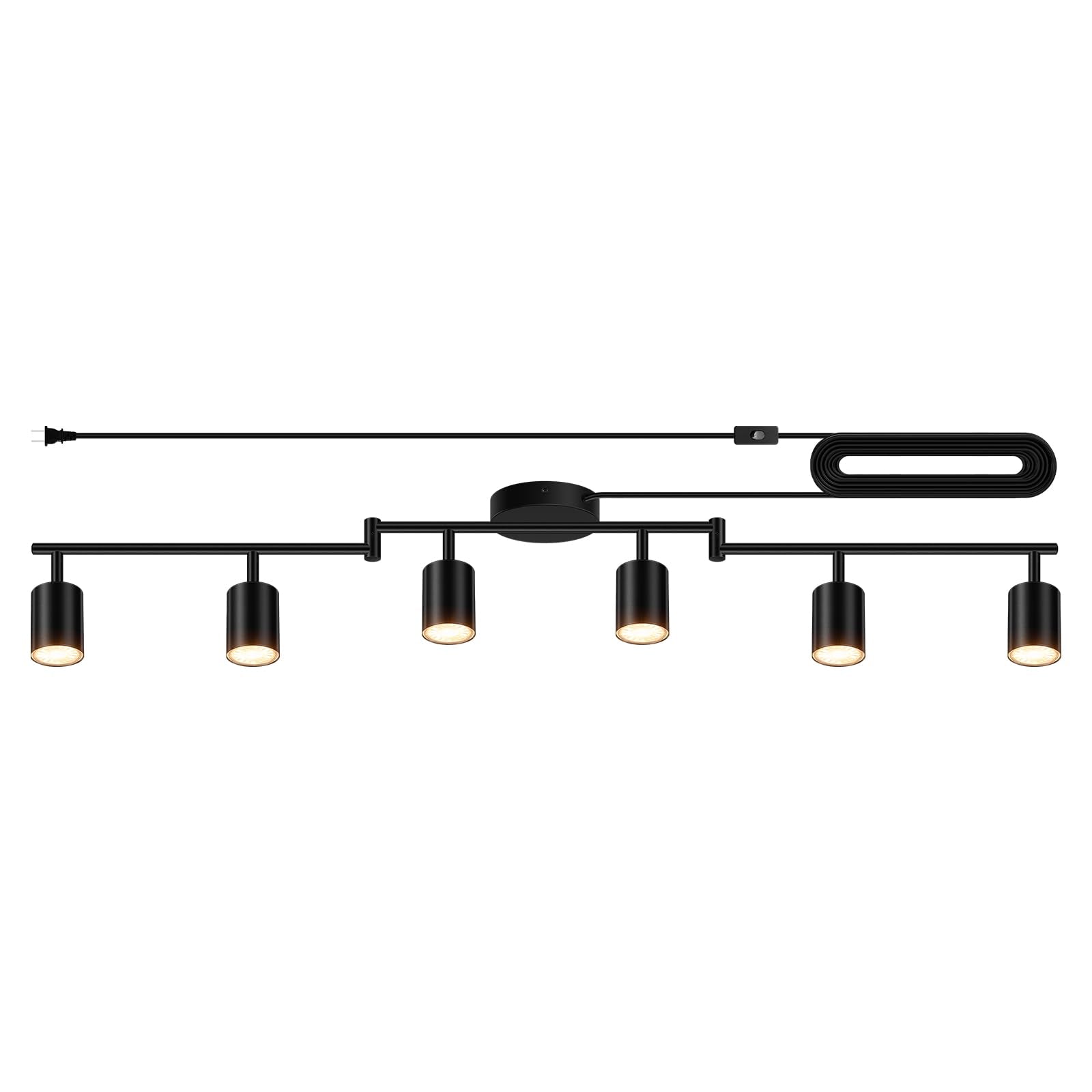 Plug In Track Lighting Led  Track Lighting Fixtures Ceiling  Black 6-Light Kitchen Light Kit  Plug In Wall Light With 14.8Ft Power Cord  Rotatable Ceiling Spotlight For Bedroom(Gu10 Socket  No Bulb)
