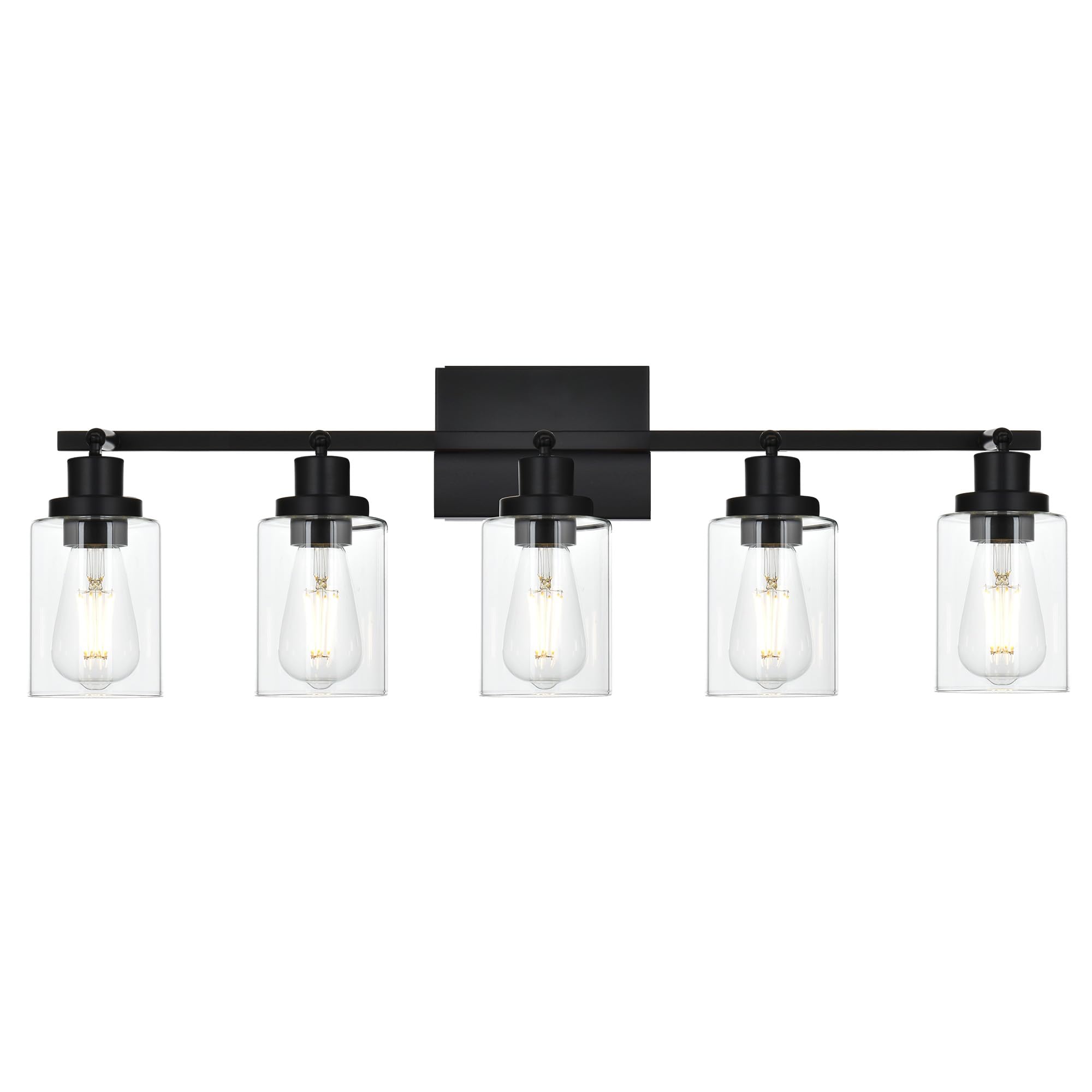 Wanluce 5-Light Track Lighting Kit Black Track Lighting Fixtures Bathroom Wall Sconces Ceiling Mount Kitchen Tracking Lights  Rotatable Spotlight With Clear Glass Shade For Kitchen Shop Hallway
