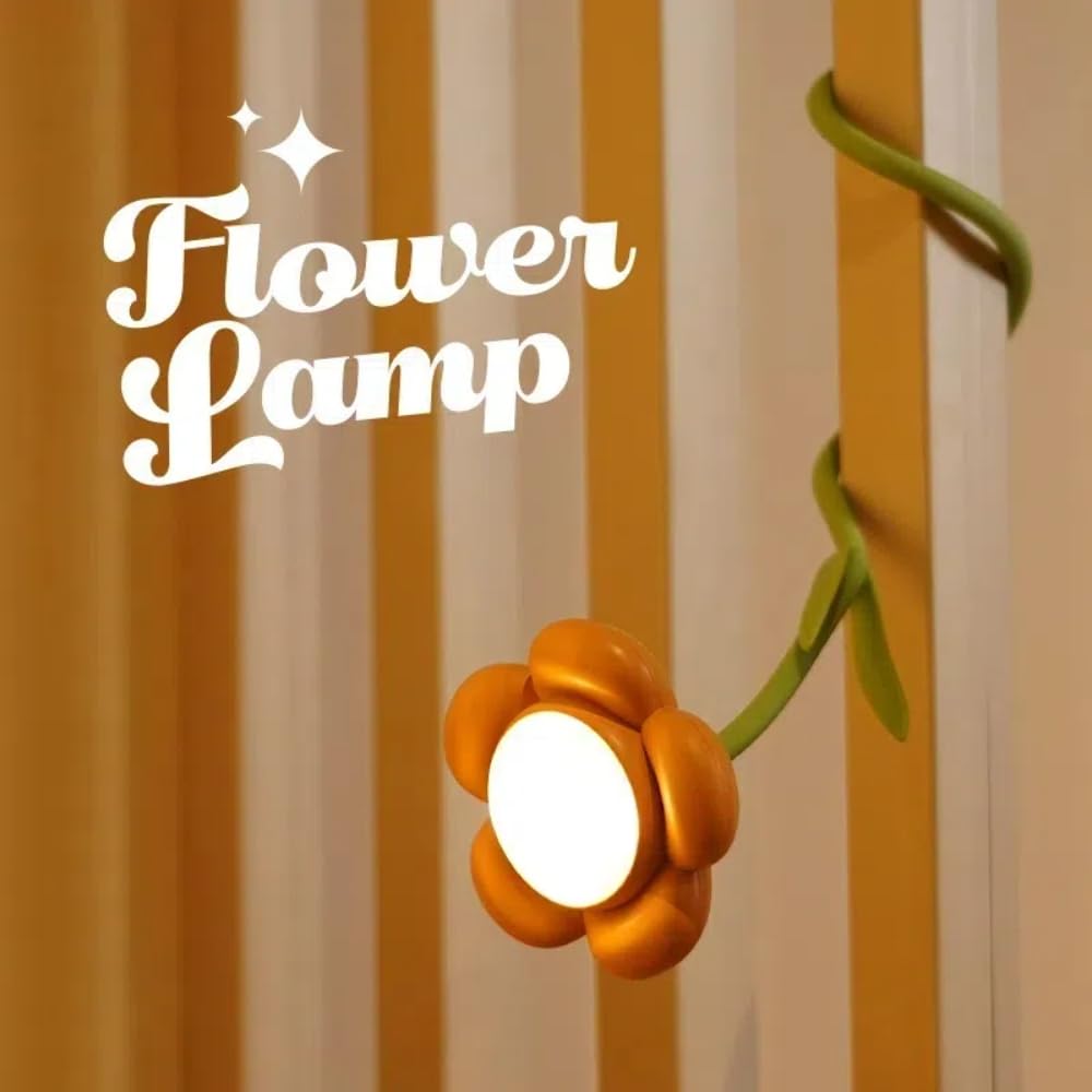 magical JD Sunflower Lamp Rechargeable LED Night Light, 3-Colour Dimming, Model GL371A-1, Orange