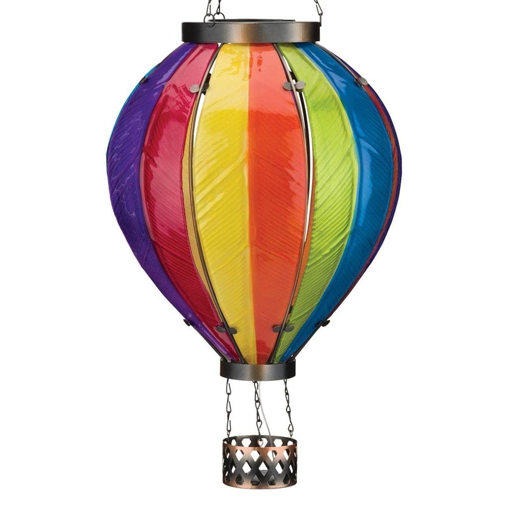 Regal Art & Gift Hot Air Balloon Solar Lantern, Waterproof Metal & Glass Outdoor Lamp, X-Large, Multicolored, Model 13043