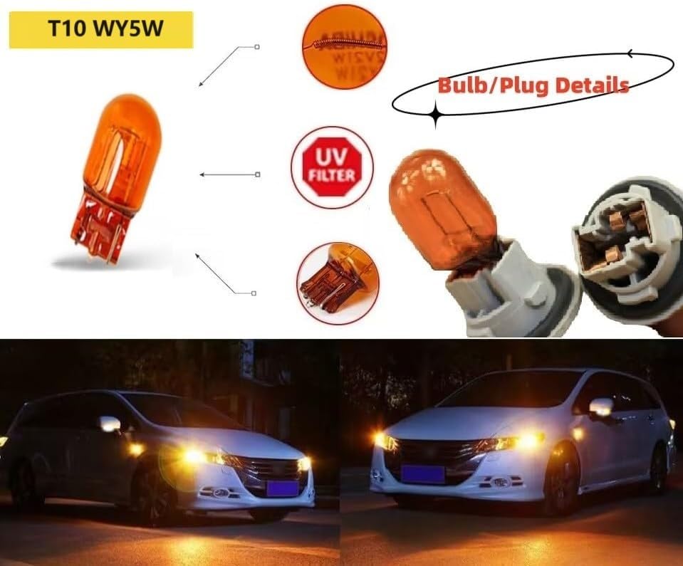 Piumeif T10-WY5W Amber Fender Turn Signal Bulbs (2PCS) 12V 5W for Audi A4/A6, Passat B5, Golf 4